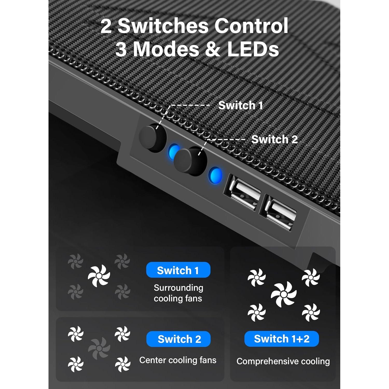 Base de Enfriamiento Kootek para Laptop 12-17" con 5 Ventiladores