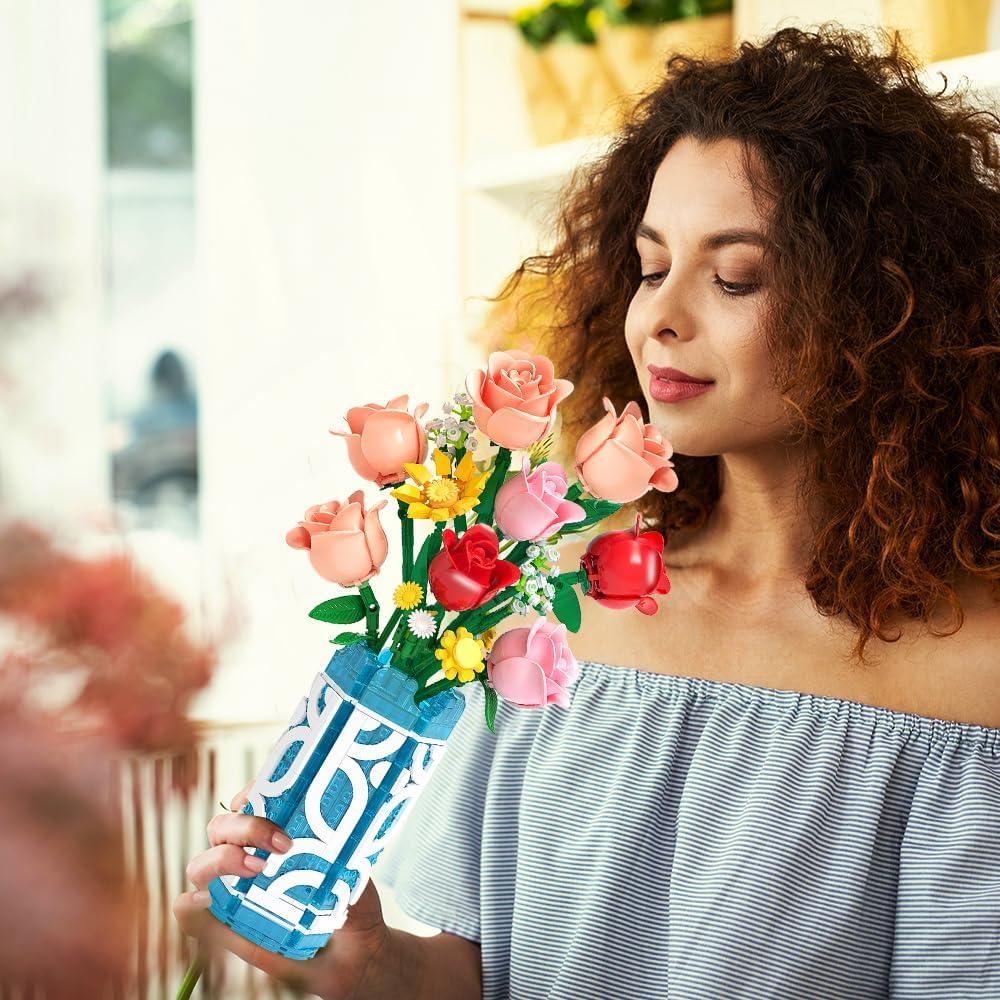 Conjunto de Construcción de Ramo de Flores CUBIMANA 14 PCS con Luz LED