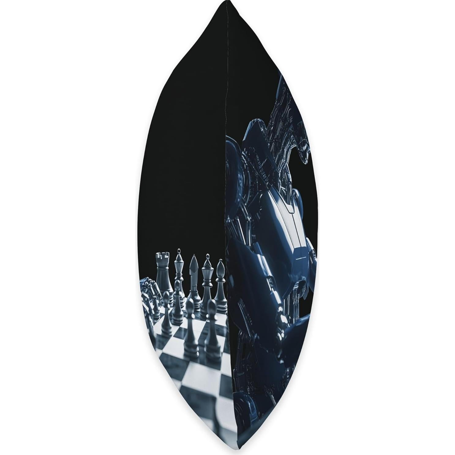 Futuristic AI Robot Playing Chess Throw Pillow