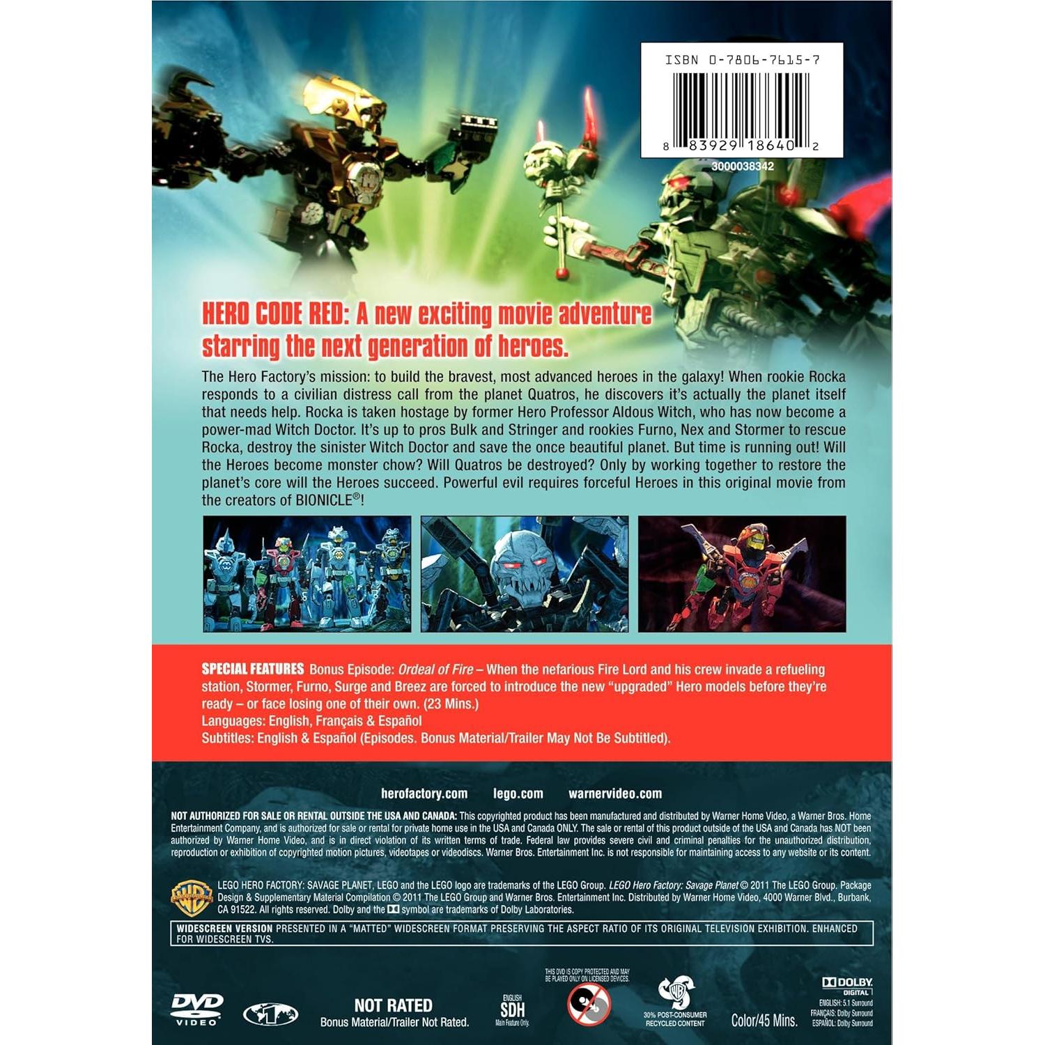 LEGO Hero Factory Savage Planet DVD 45 min Animado