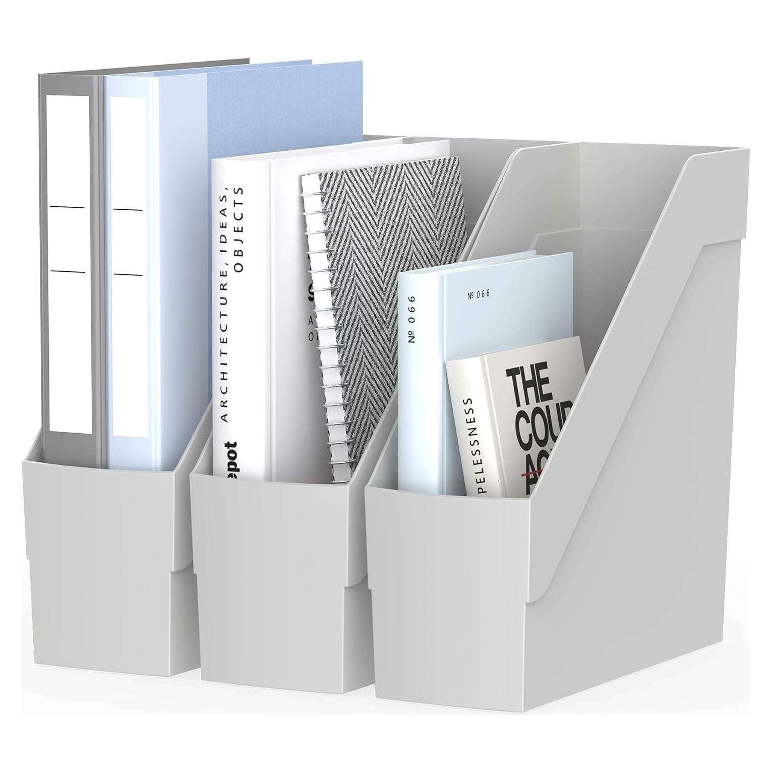 Organizador de Revistas Delifox 3 Paquetes Plástico Gris