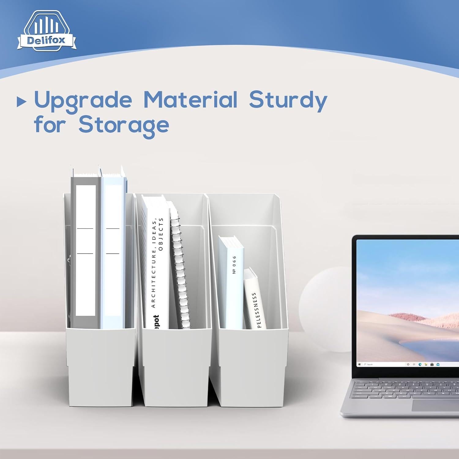 Organizador de Revistas Delifox 3 Paquetes Plástico Gris