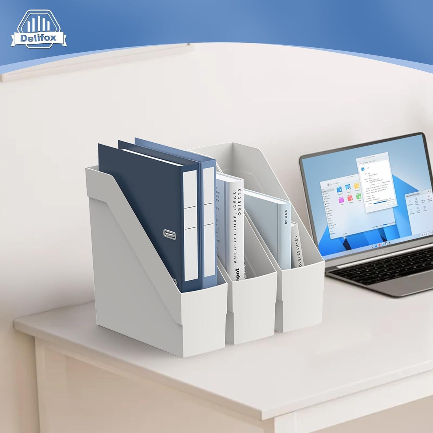 Organizador de Revistas Delifox 3 Paquetes Plástico Gris