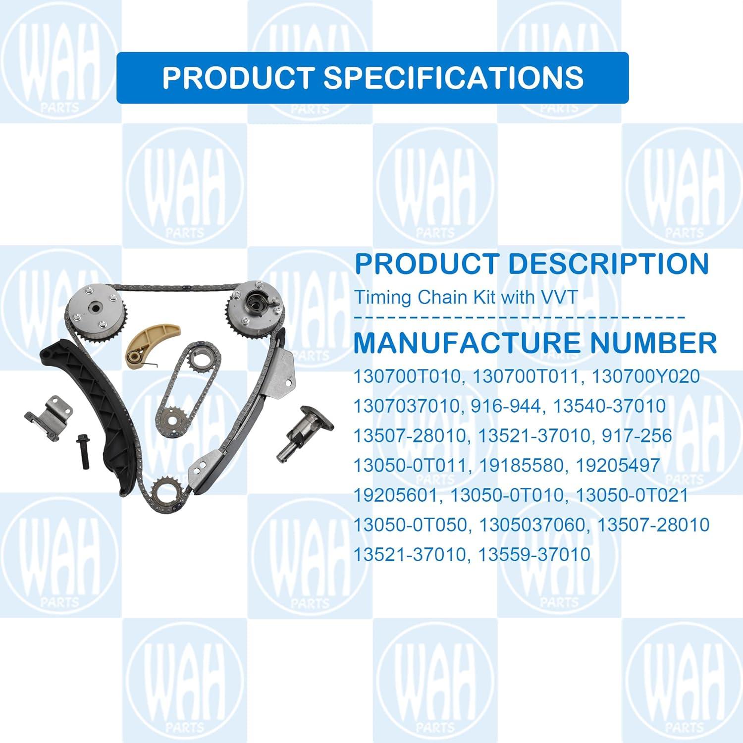 Kit de cadena de distribución VVT Wahparts para Toyota 1.8L