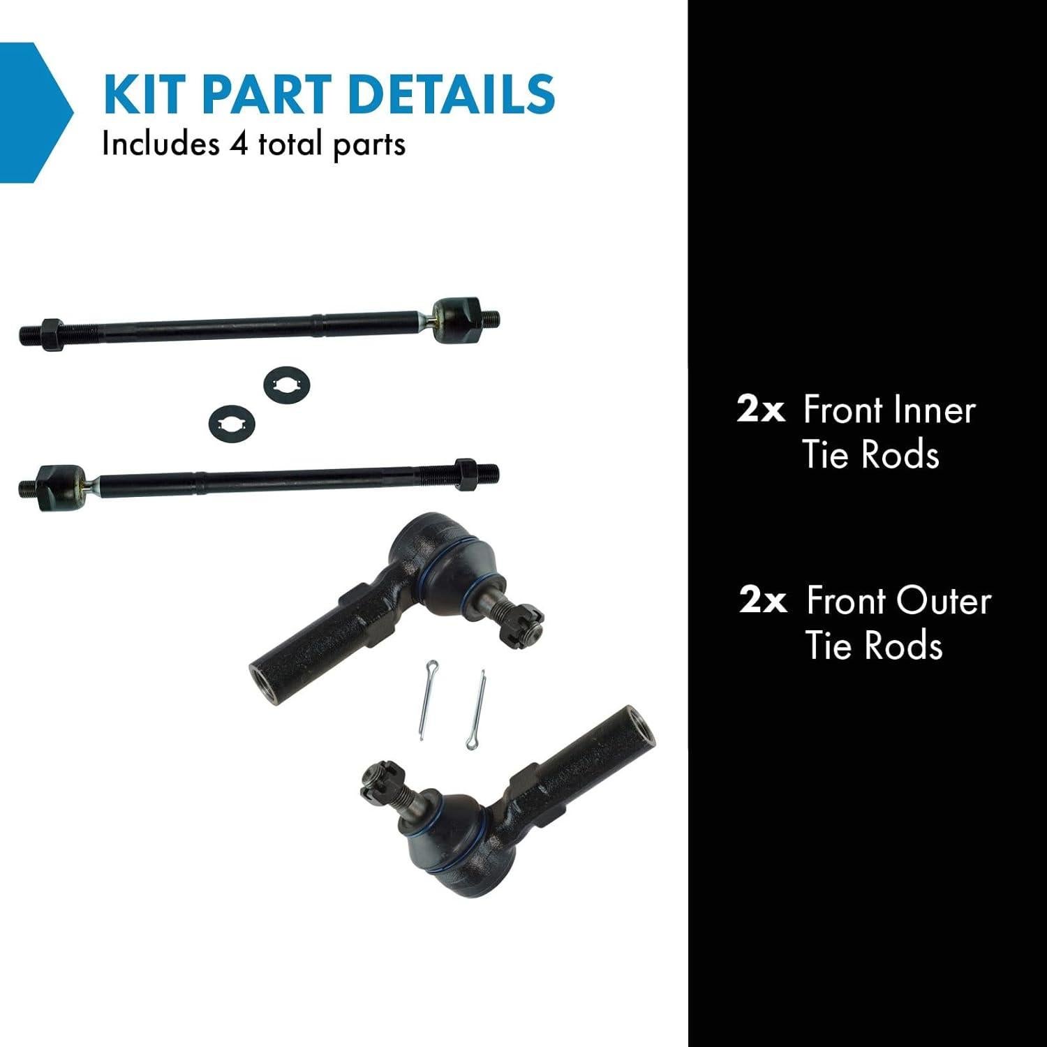 Juego de Barra de Dirección TRQ 4 Piezas para Toyota Corolla