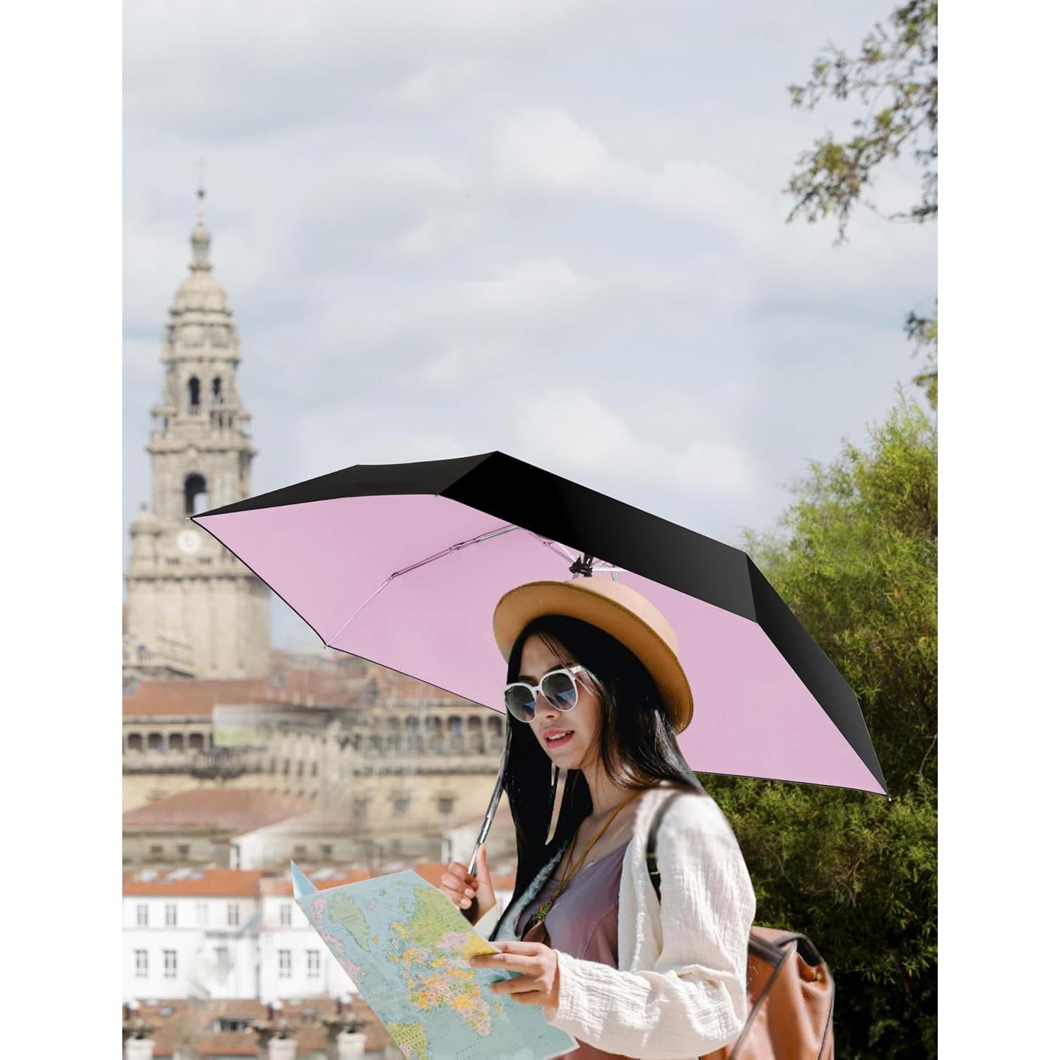 Sombrilla Compacta Automática Rosa UV 91 cm Plegable