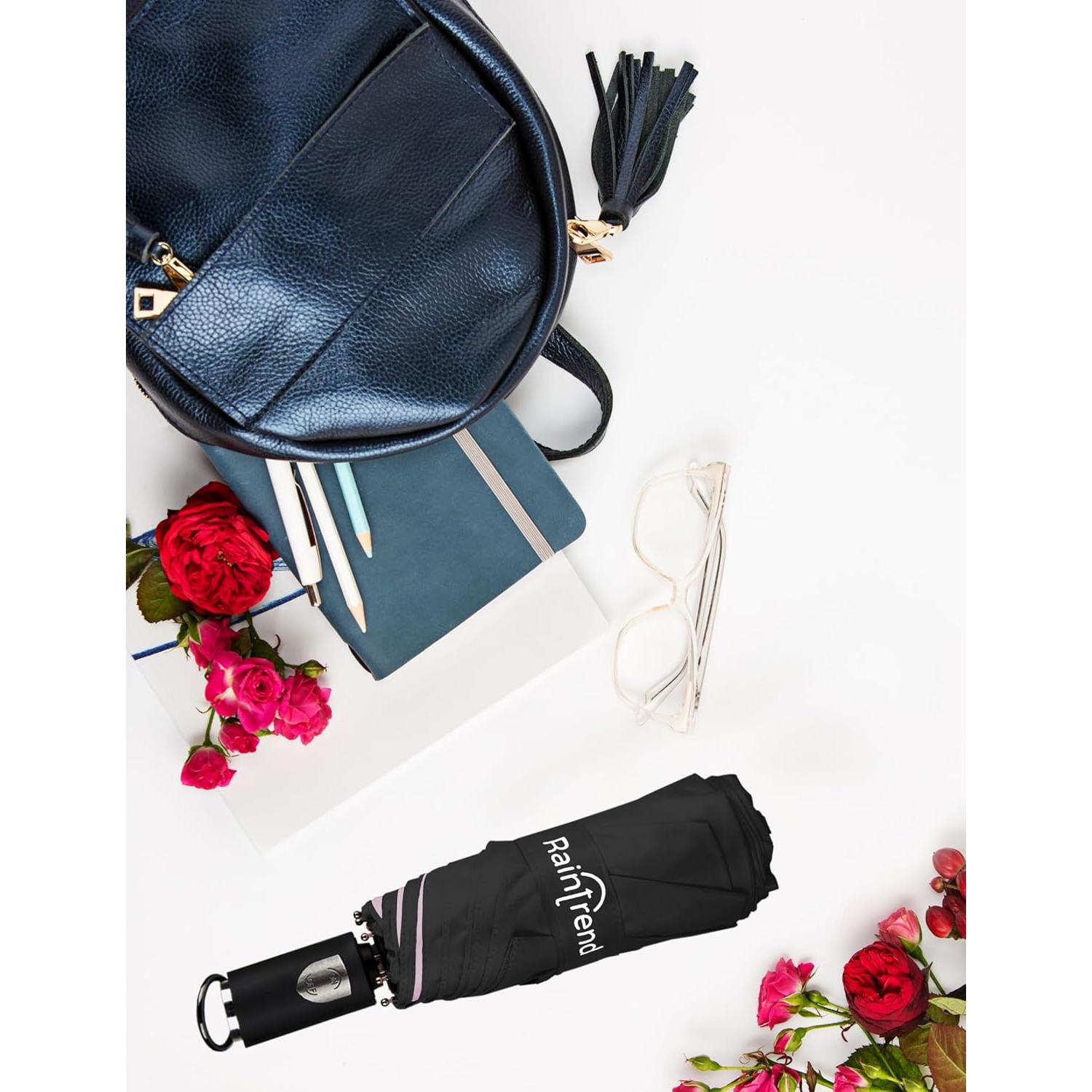 Sombrilla Compacta Automática Rosa UV 91 cm Plegable