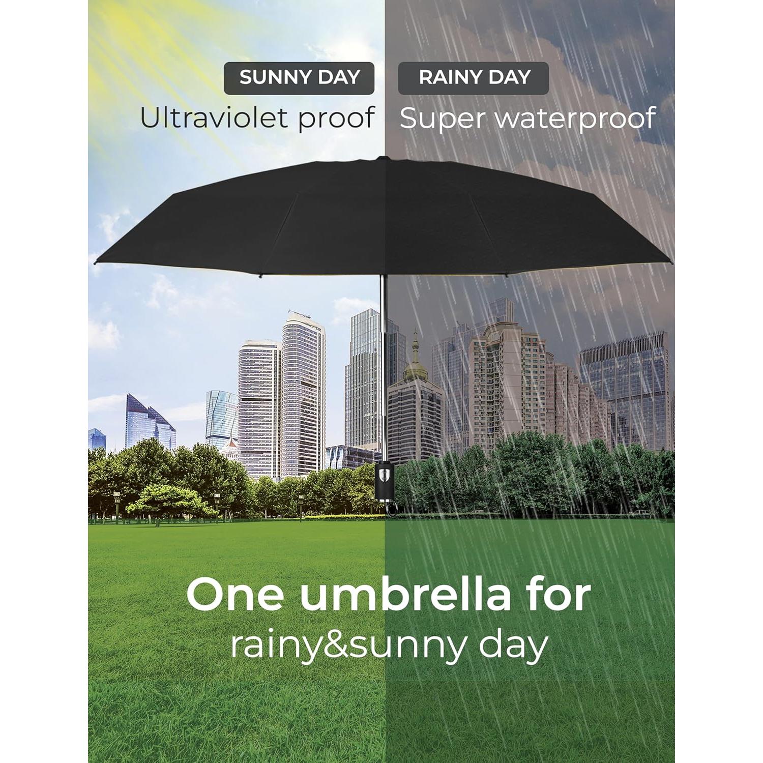 Sombrilla Compacta Automática Rosa UV 91 cm Plegable