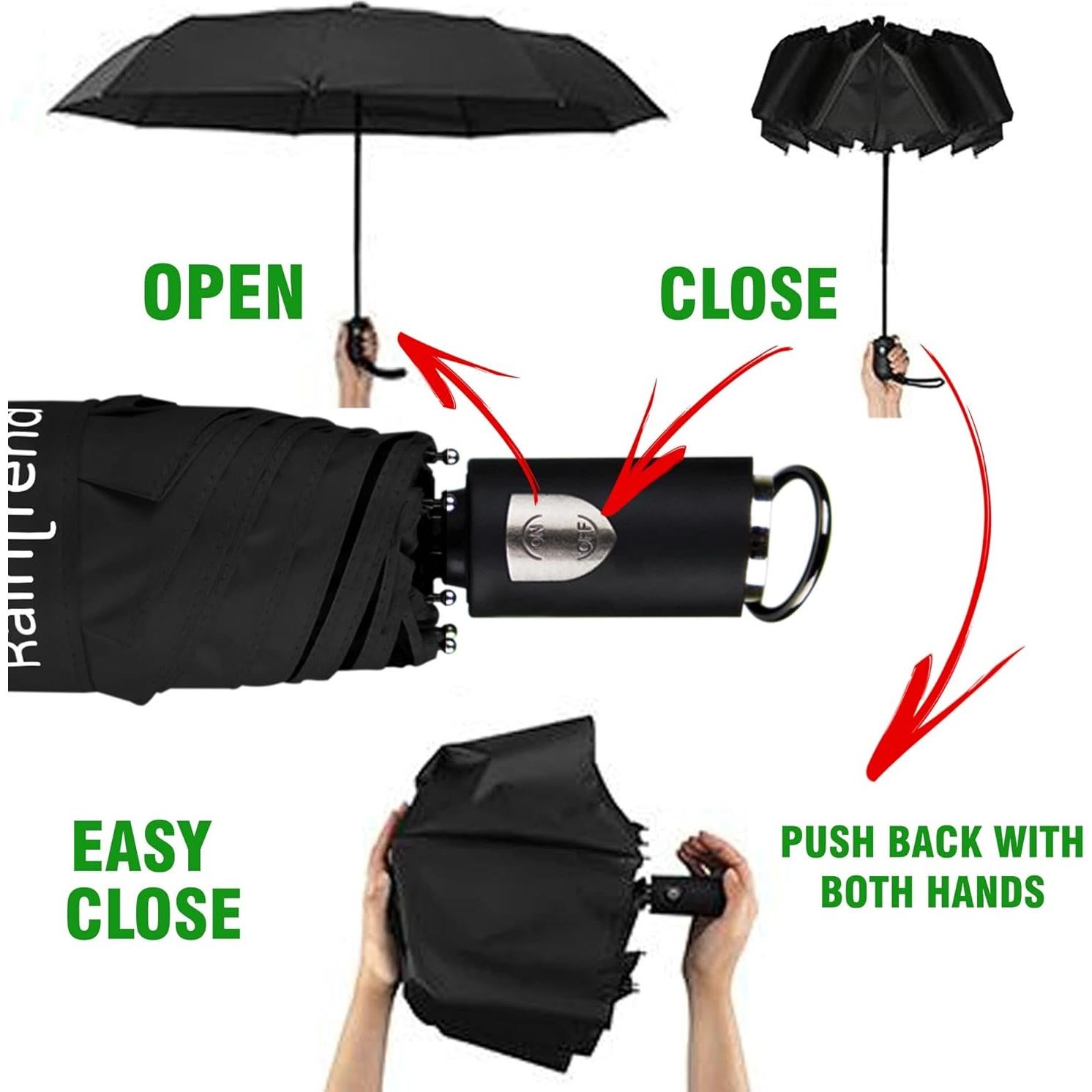 Sombrilla Compacta Automática Rosa UV 91 cm Plegable