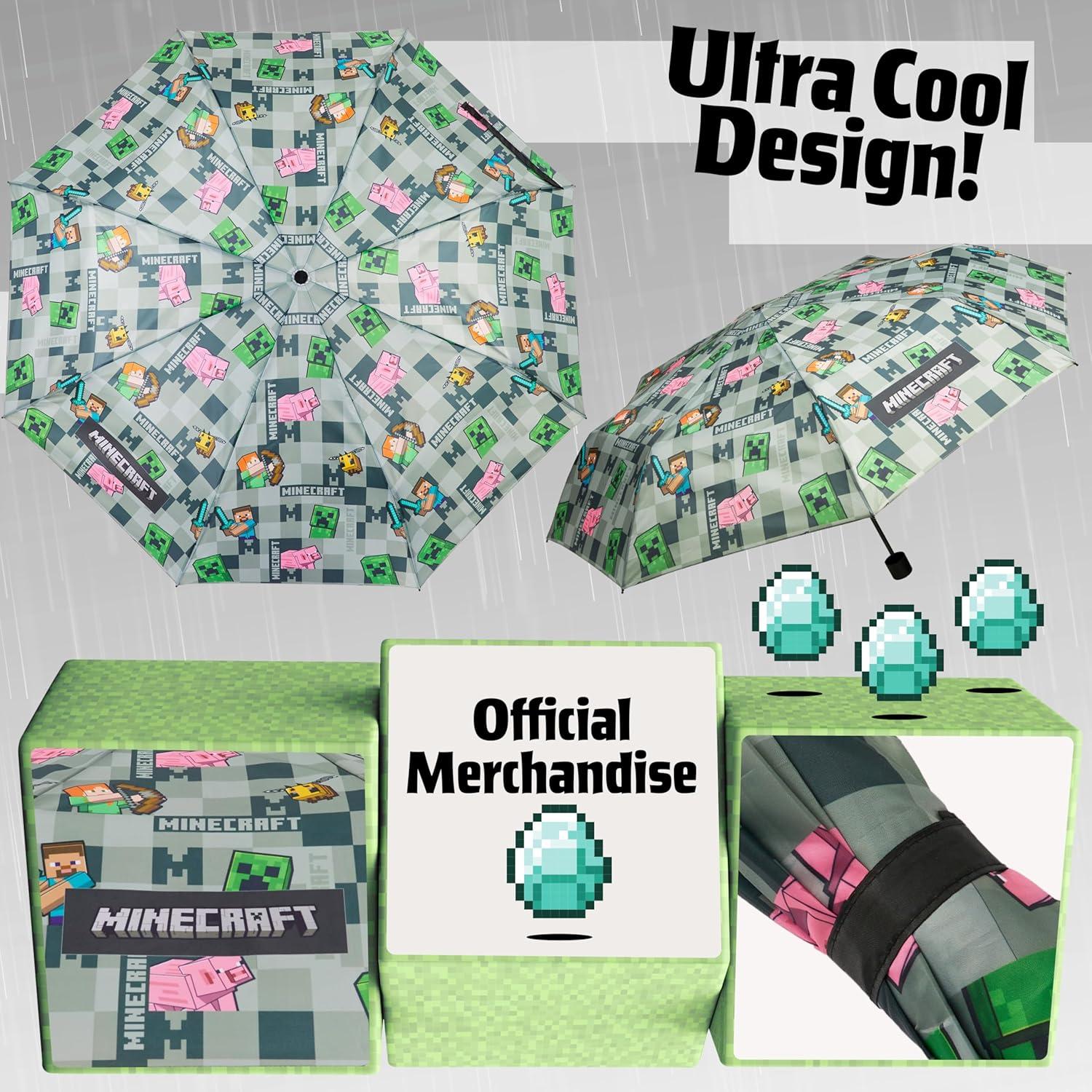 Sombrilla Plegable Minecraft para Niños - Compacta y Ligera