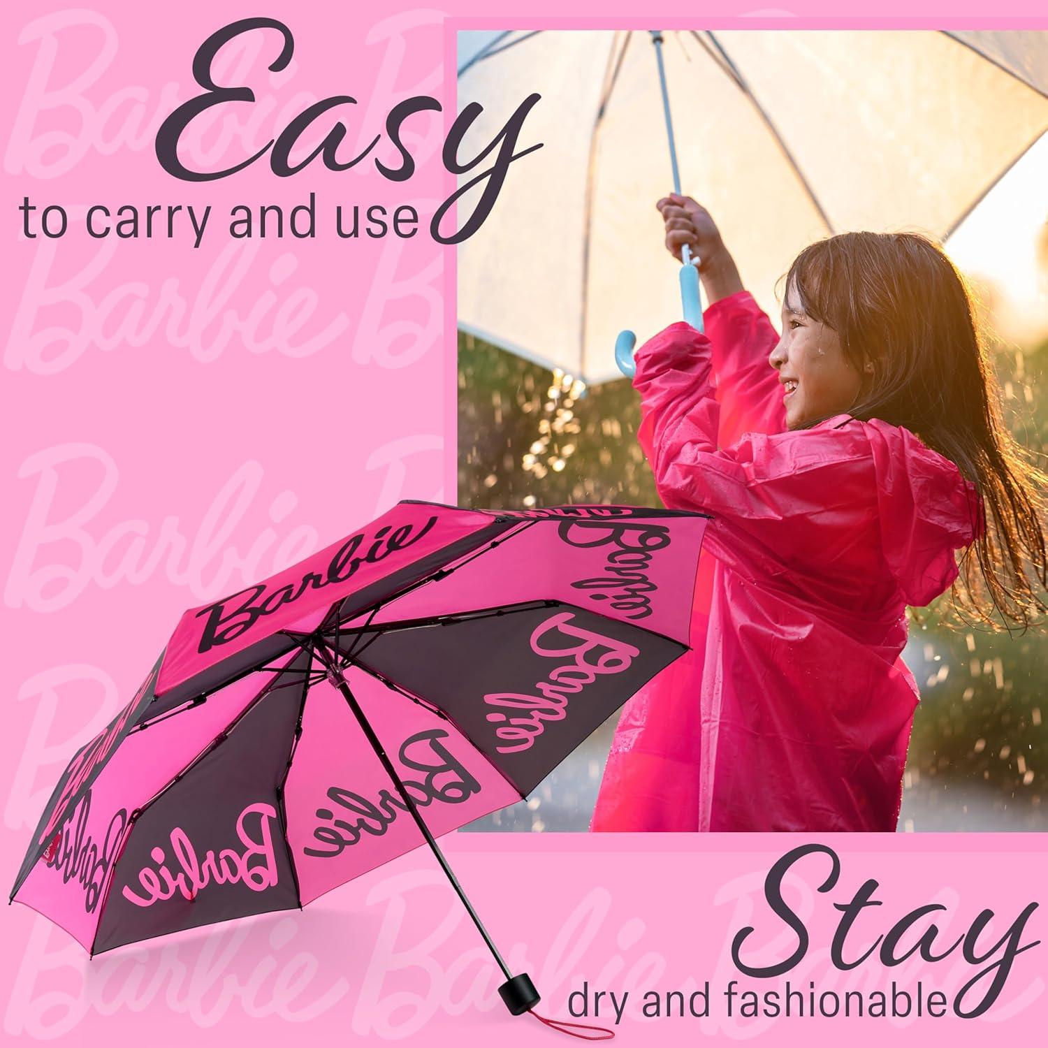Paraguas Plegable Barbie Telescópico Compacto 25.8x5.7cm