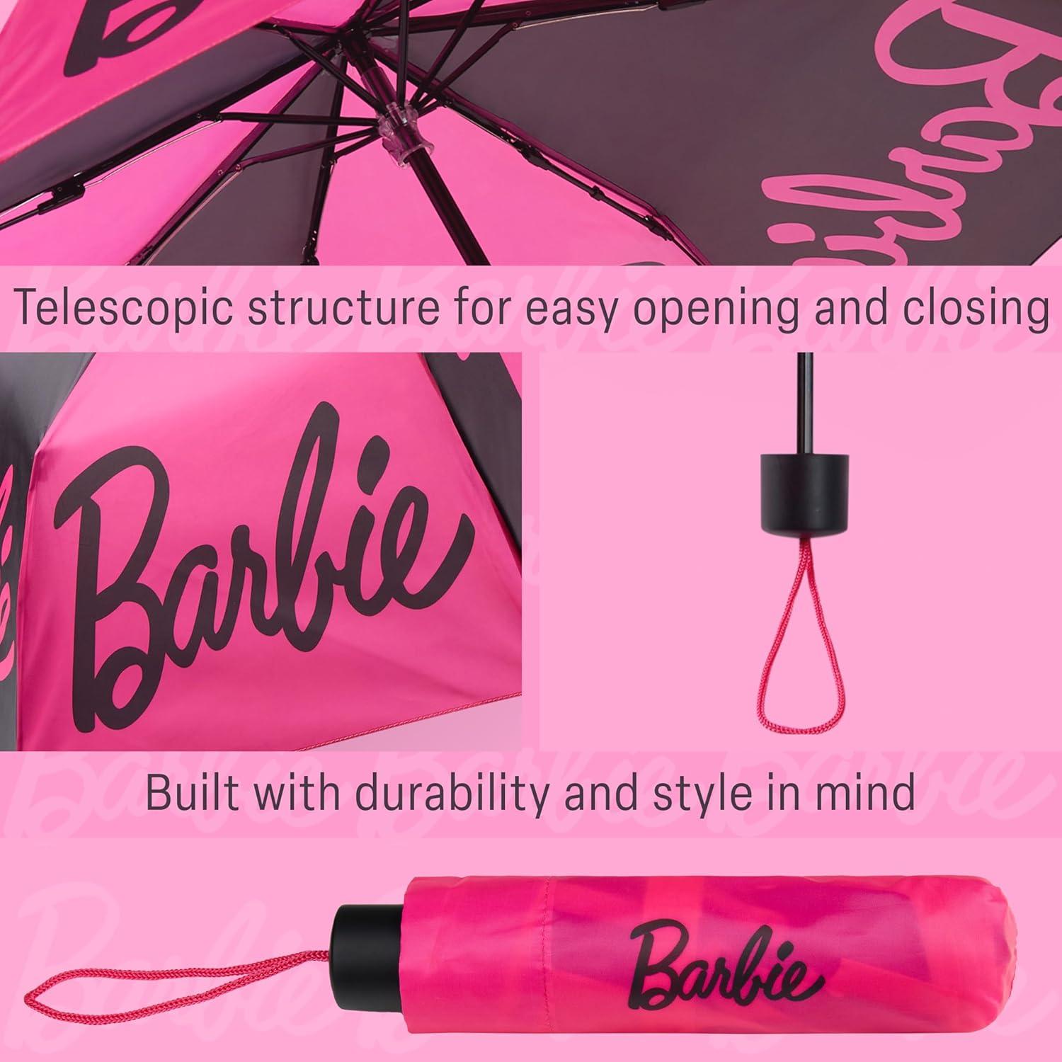 Paraguas Plegable Barbie Telescópico Compacto 25.8x5.7cm