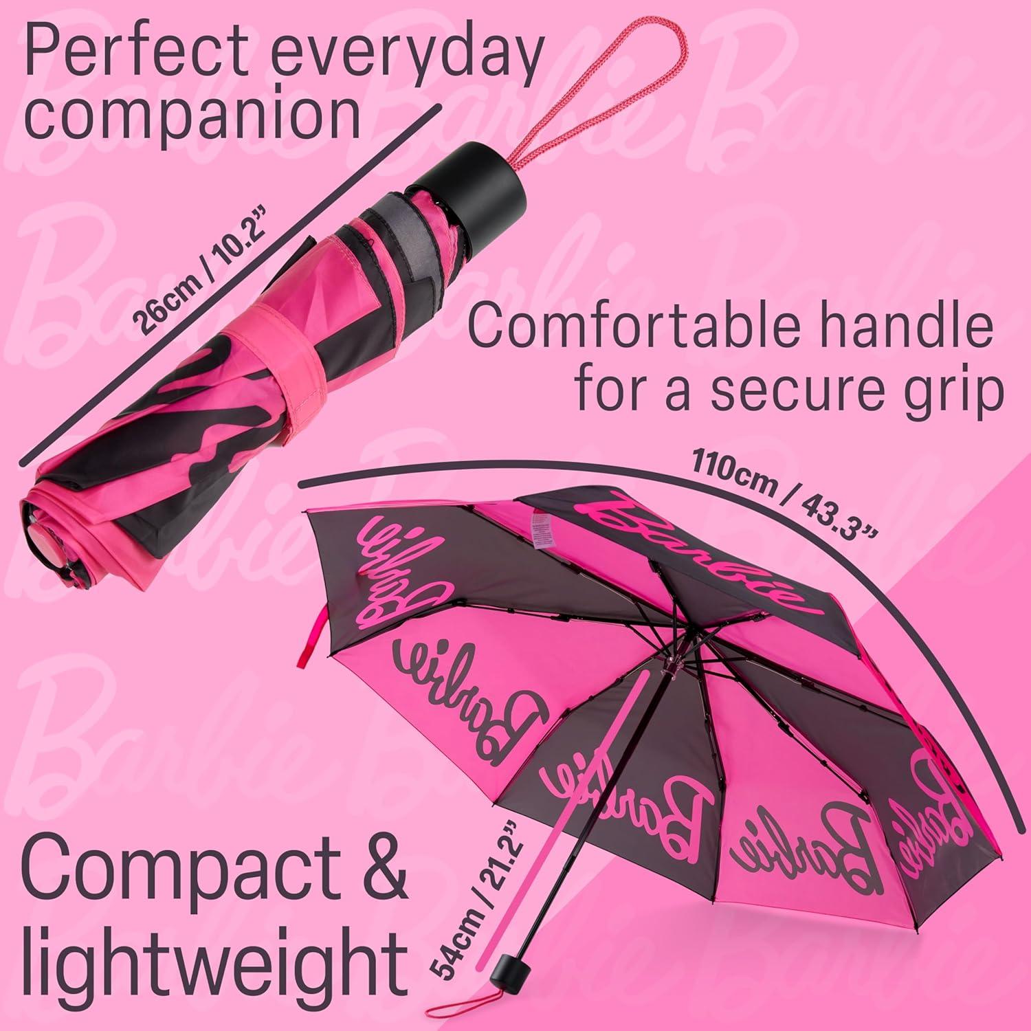 Paraguas Plegable Barbie Telescópico Compacto 25.8x5.7cm
