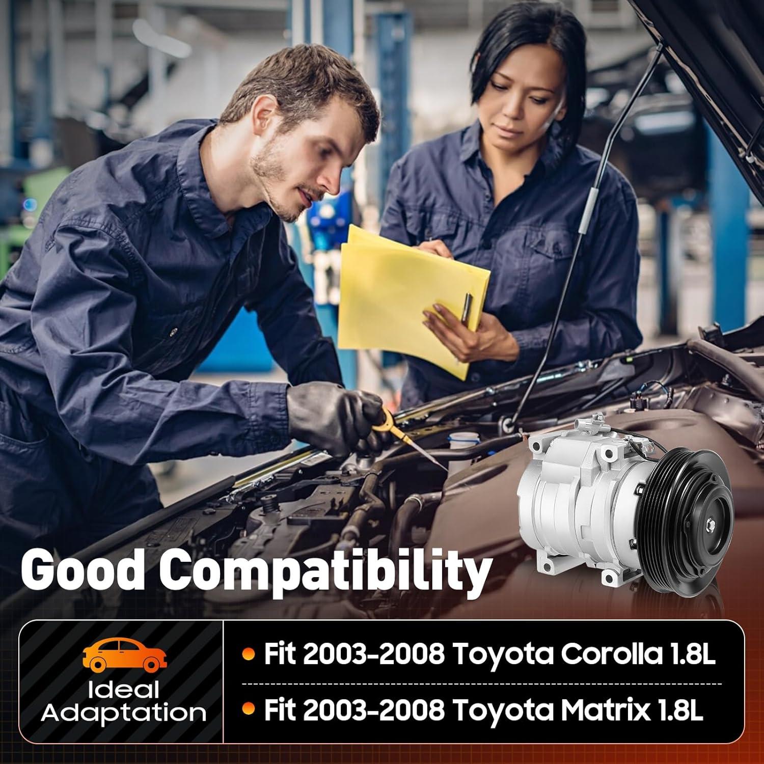 Compresor de Aire Acondicionado NuBusno para Toyota Corolla 2003-2008