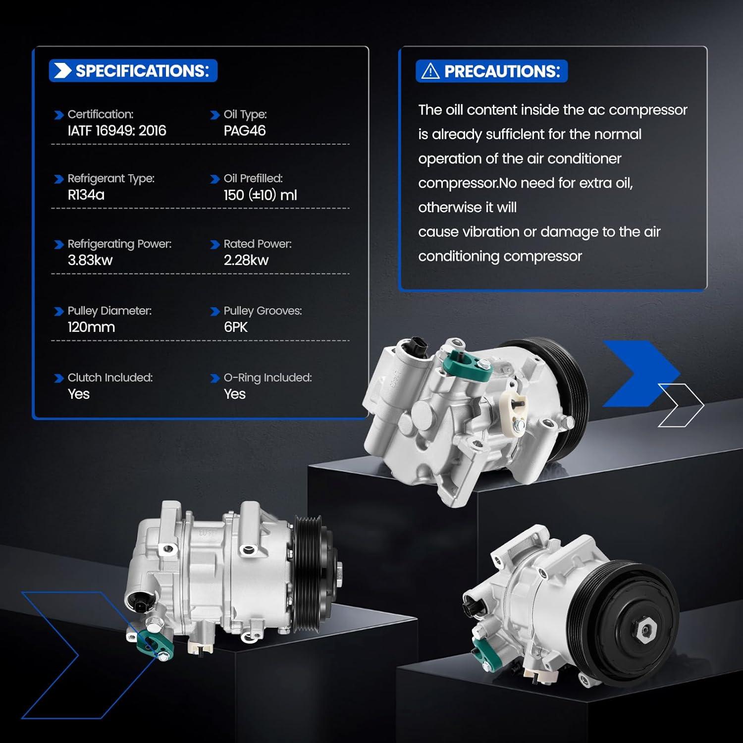 Compresor de Aire Acondicionado SYKRSS 198339 para Toyota Corolla 2014-2022