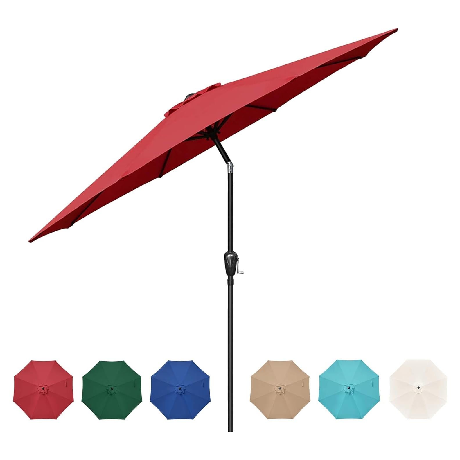 Paraguas de Patio HealSmart 2,74m Rojo con Manivela