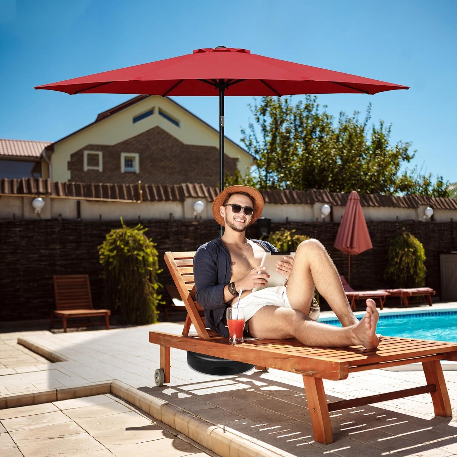 Paraguas de Patio HealSmart 2,74m Rojo con Manivela