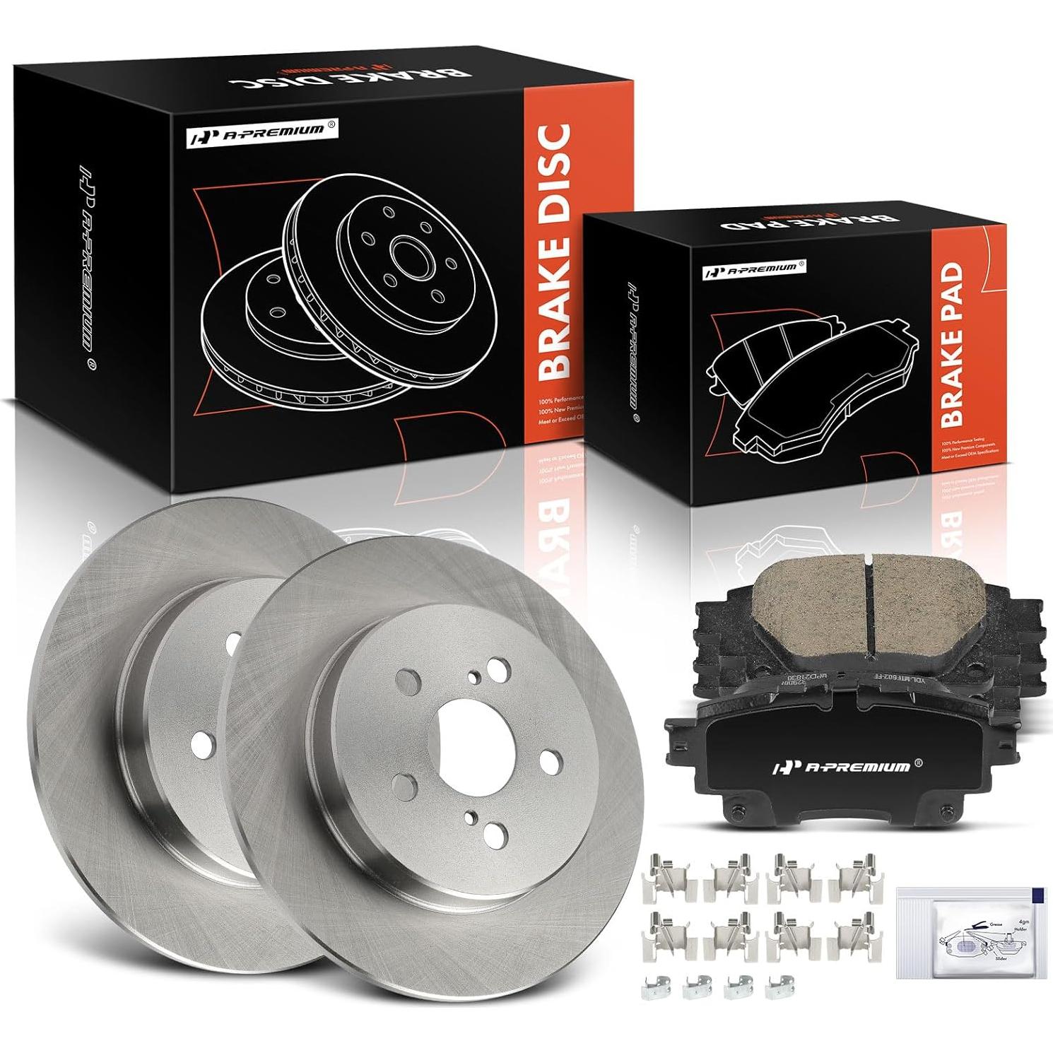 Discos de Freno Sólidos A-Premium + Pastillas Cerámicas Toyota Corolla 2019-2022