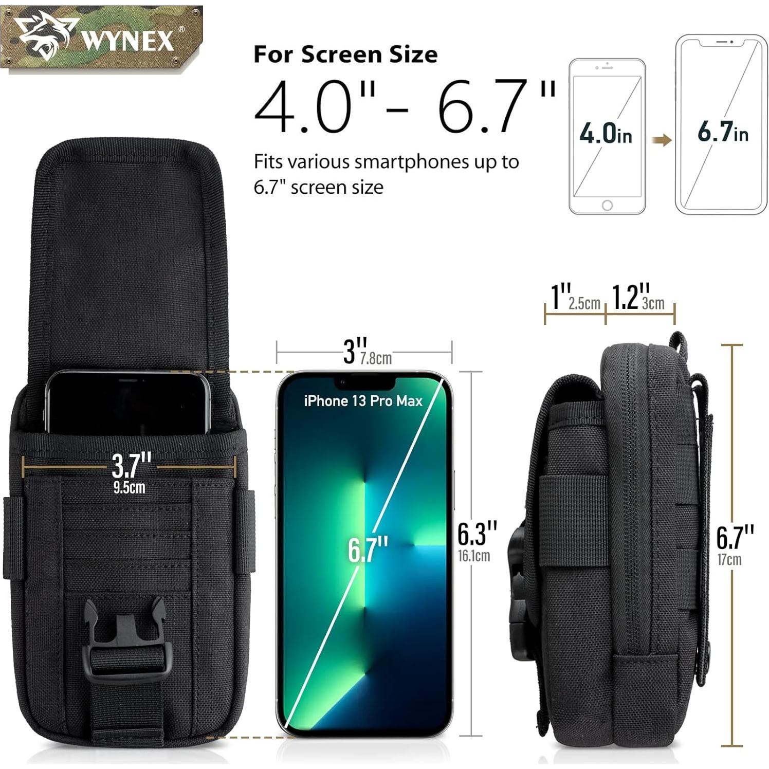 Funda táctica WYNEX para smartphone Molle, doble capacidad