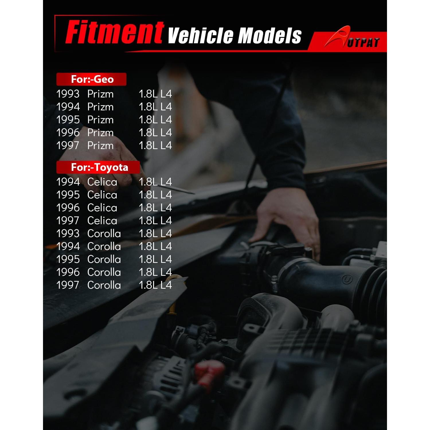 High Performance Fuel Injectors for:-Toyota Corolla 1993 1994 1995 1996 1997 1.8L L4 Celica 1994-1997, for:-Geo Prizm 1993 1994 1995 1996 1997 1.8L L4, Replace OE# 2325016160 23209-16160 (4Pcs)