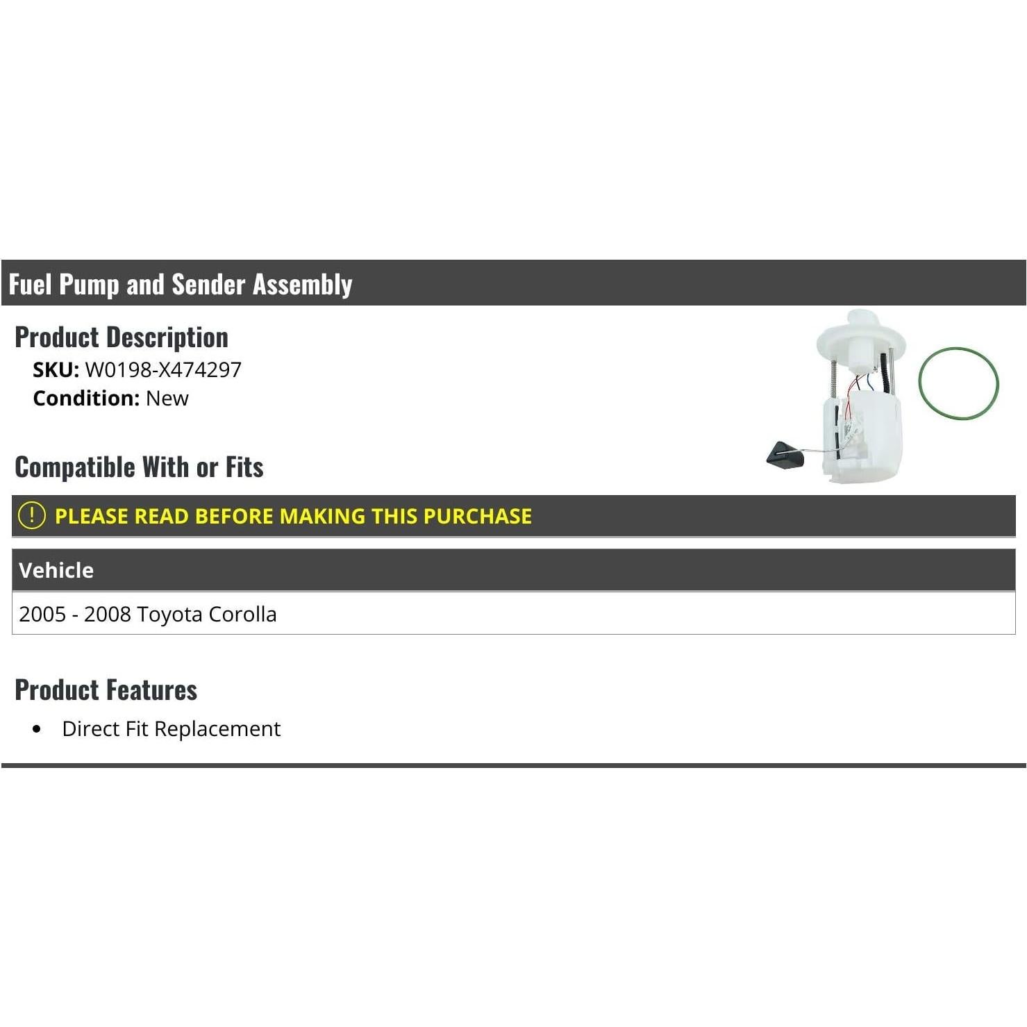 Bomba de Combustible y Sensor Toyota Corolla 2005-2008