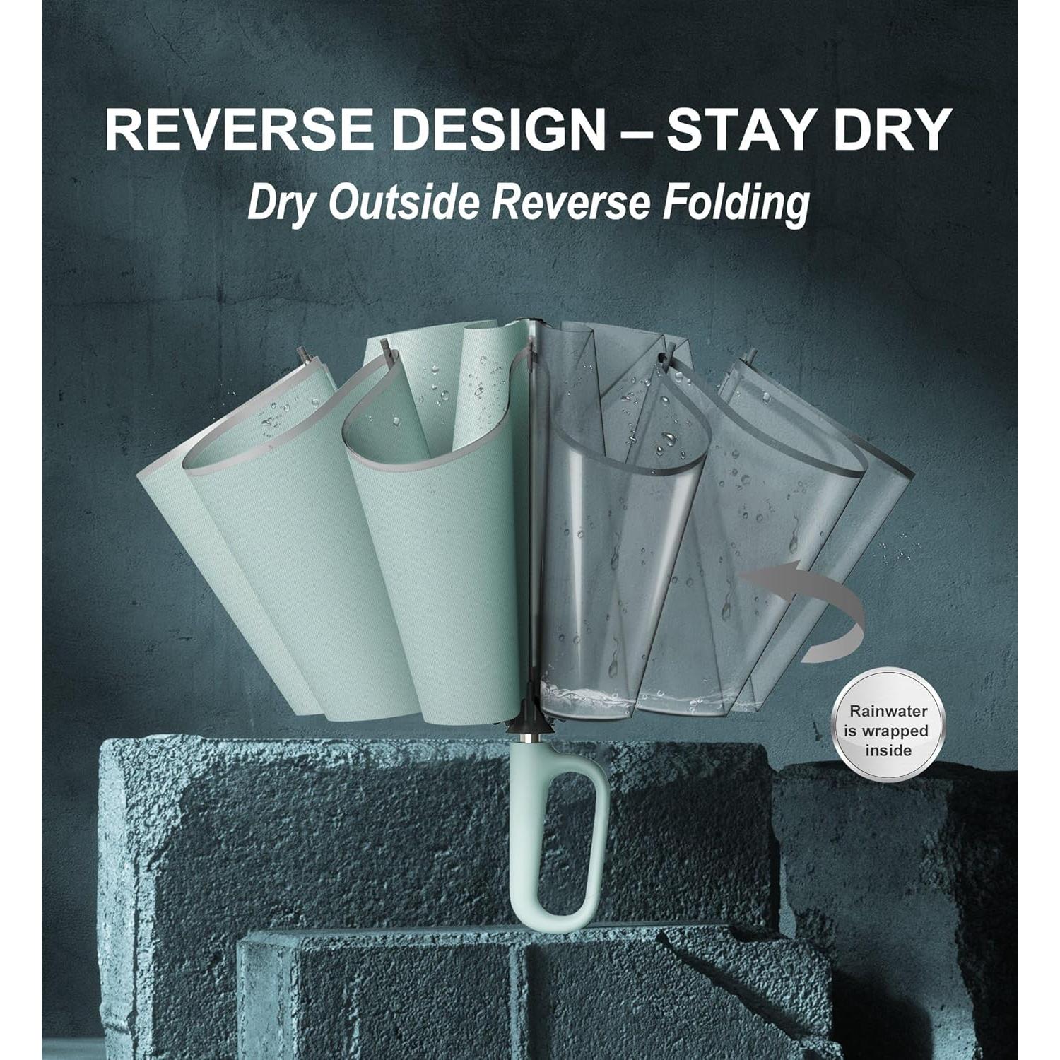 Paraguas Invertido TUMAAOTU 116 cm a Prueba de Viento