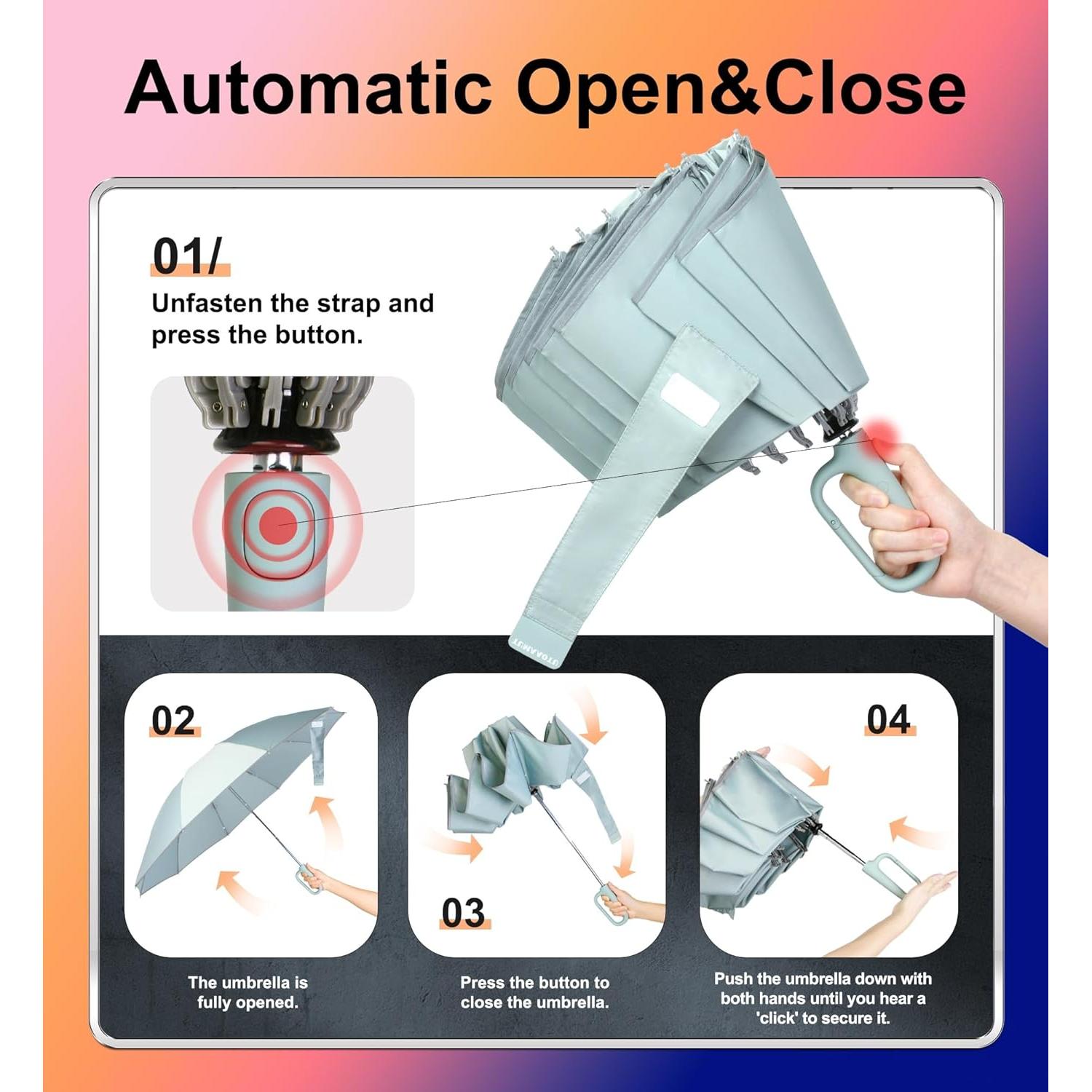 Paraguas Invertido TUMAAOTU 116 cm a Prueba de Viento
