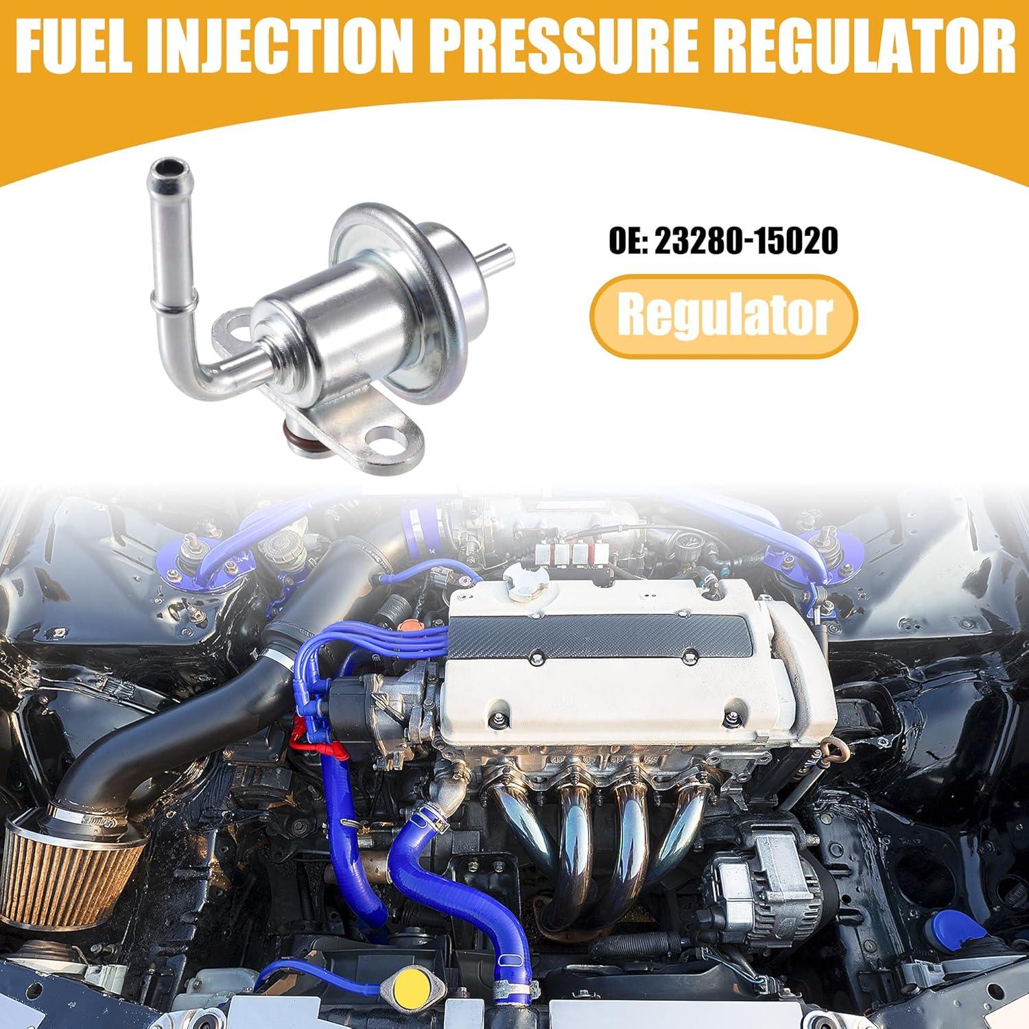 Fuel Injection Pressure Regulator No.23280-15020 - Car Fuel Pressure Regulator - for Toyota Celica 1994-1997 Metal Silver Tone - 1 Pc