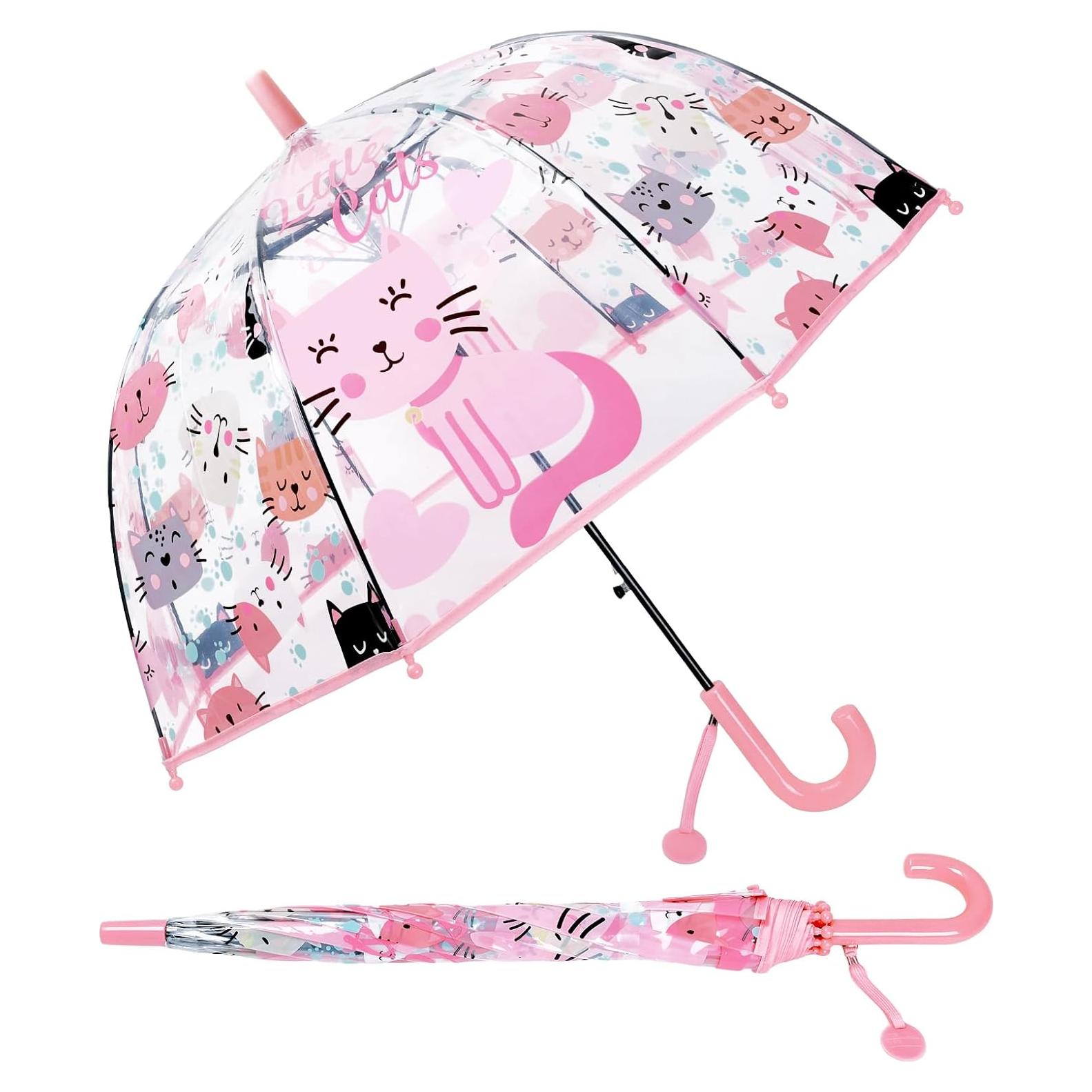 Paraguas Infantil Transparente Decalsweet Gato Rosa 70 cm