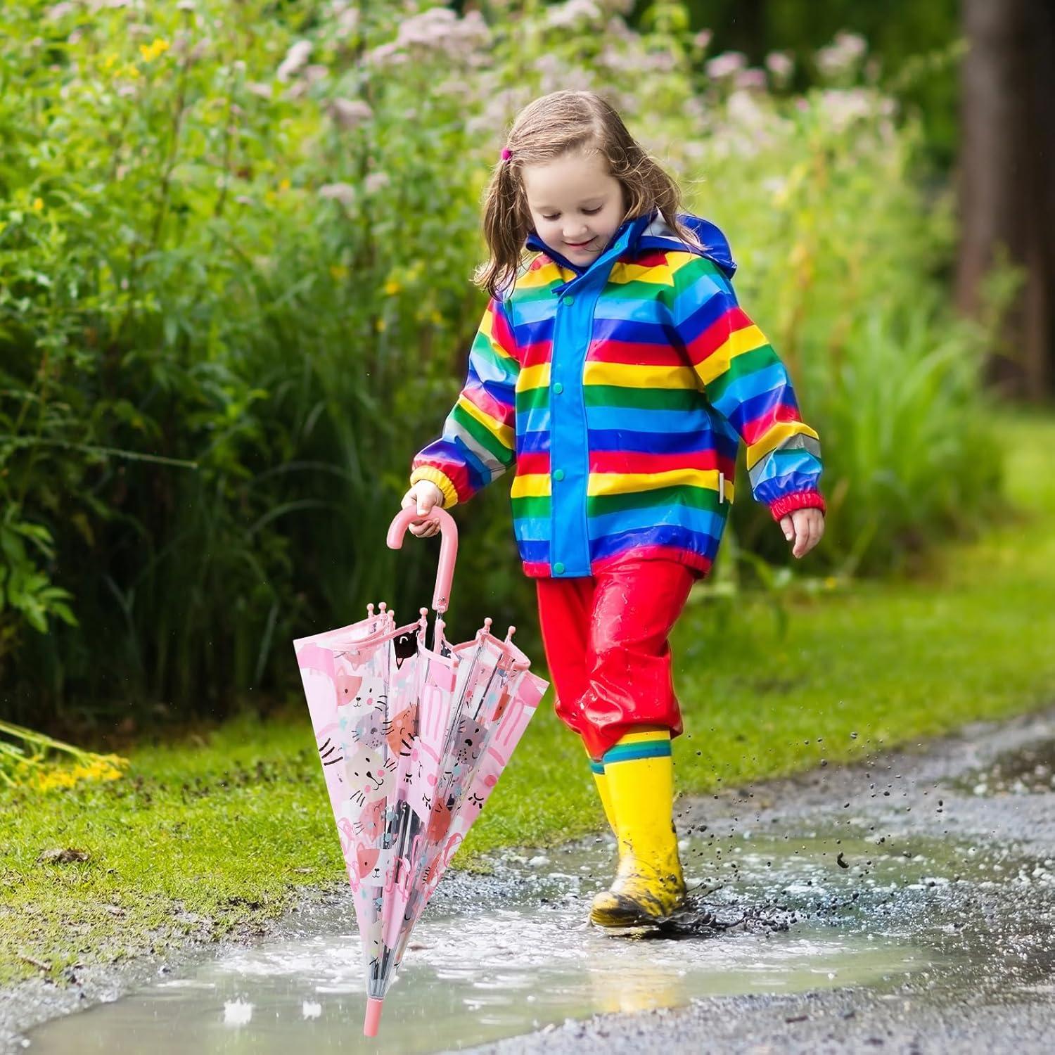 Paraguas Infantil Transparente Decalsweet Gato Rosa 70 cm