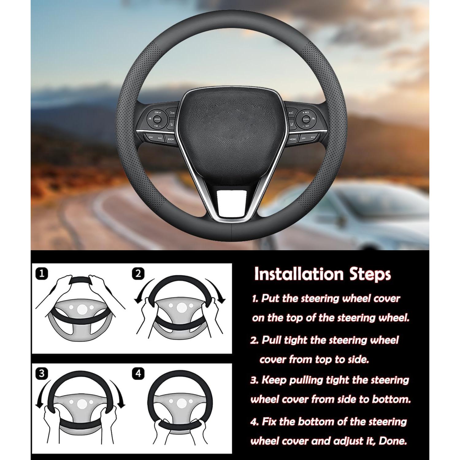Cubierta de Volante XHRING para Toyota 37.5 cm Antideslizante