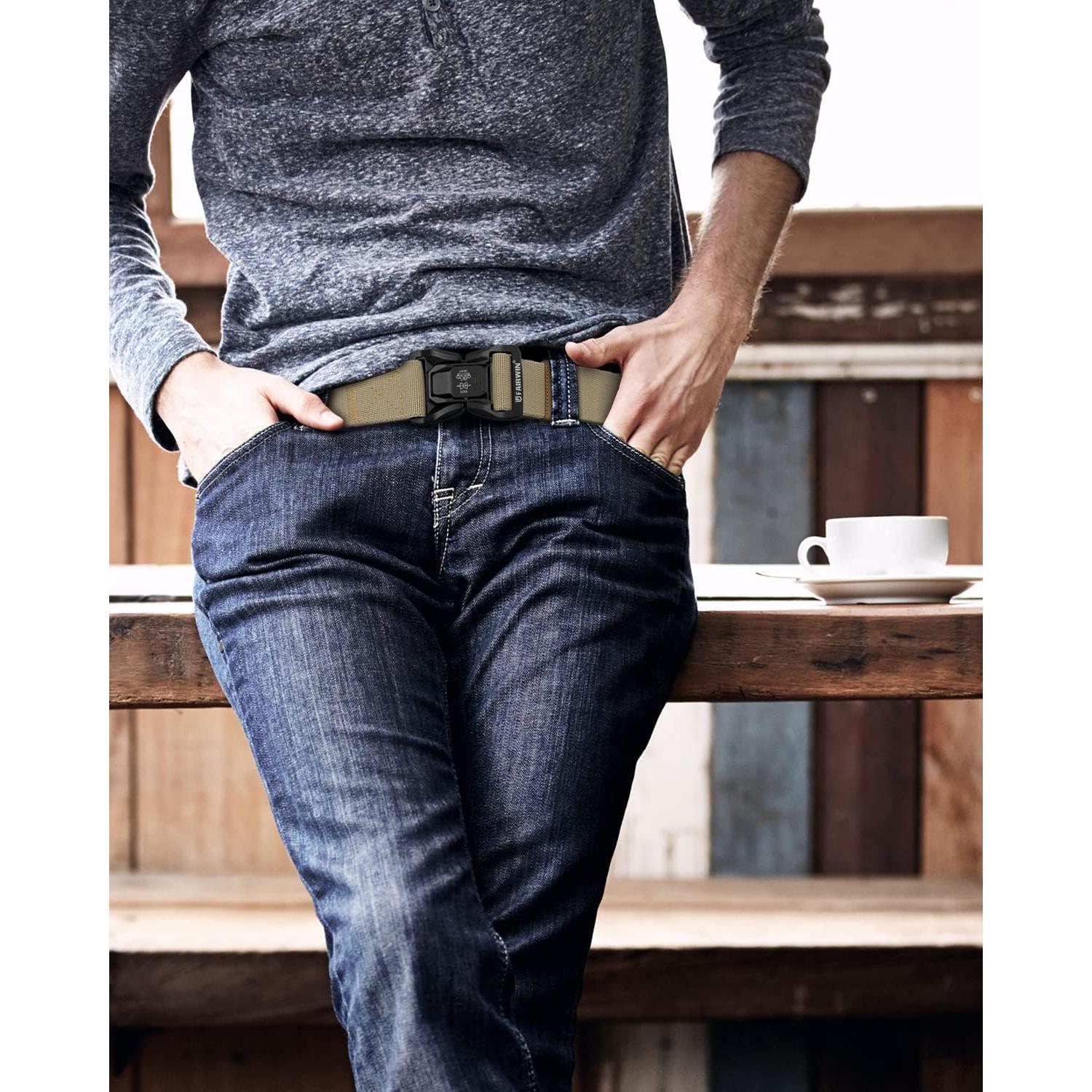 Cinturón Táctico FAIRWIN para Hombre 3,81 cm Liberación Rápida