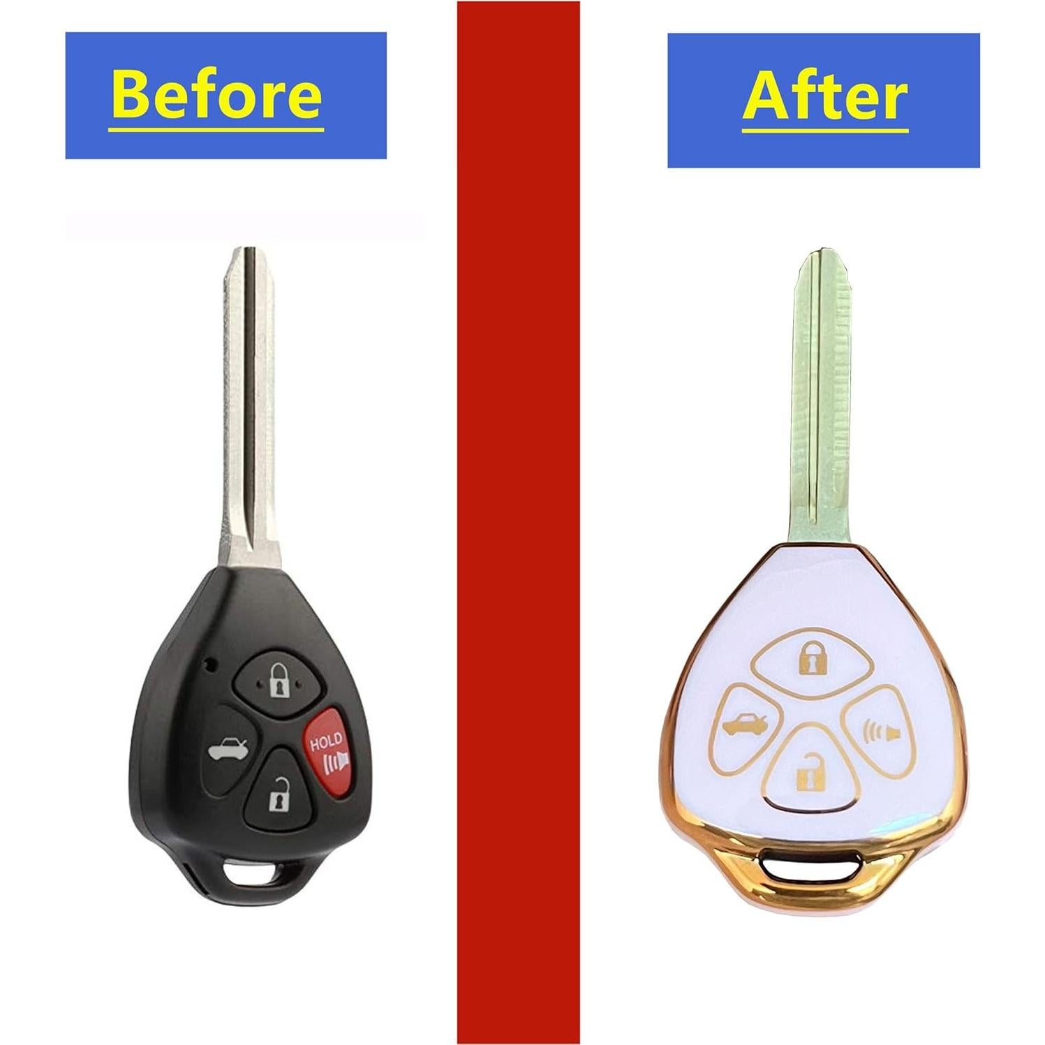 Cubierta de Llavero Toyota TAPAYICA Rosa-Dorado 4 Botones