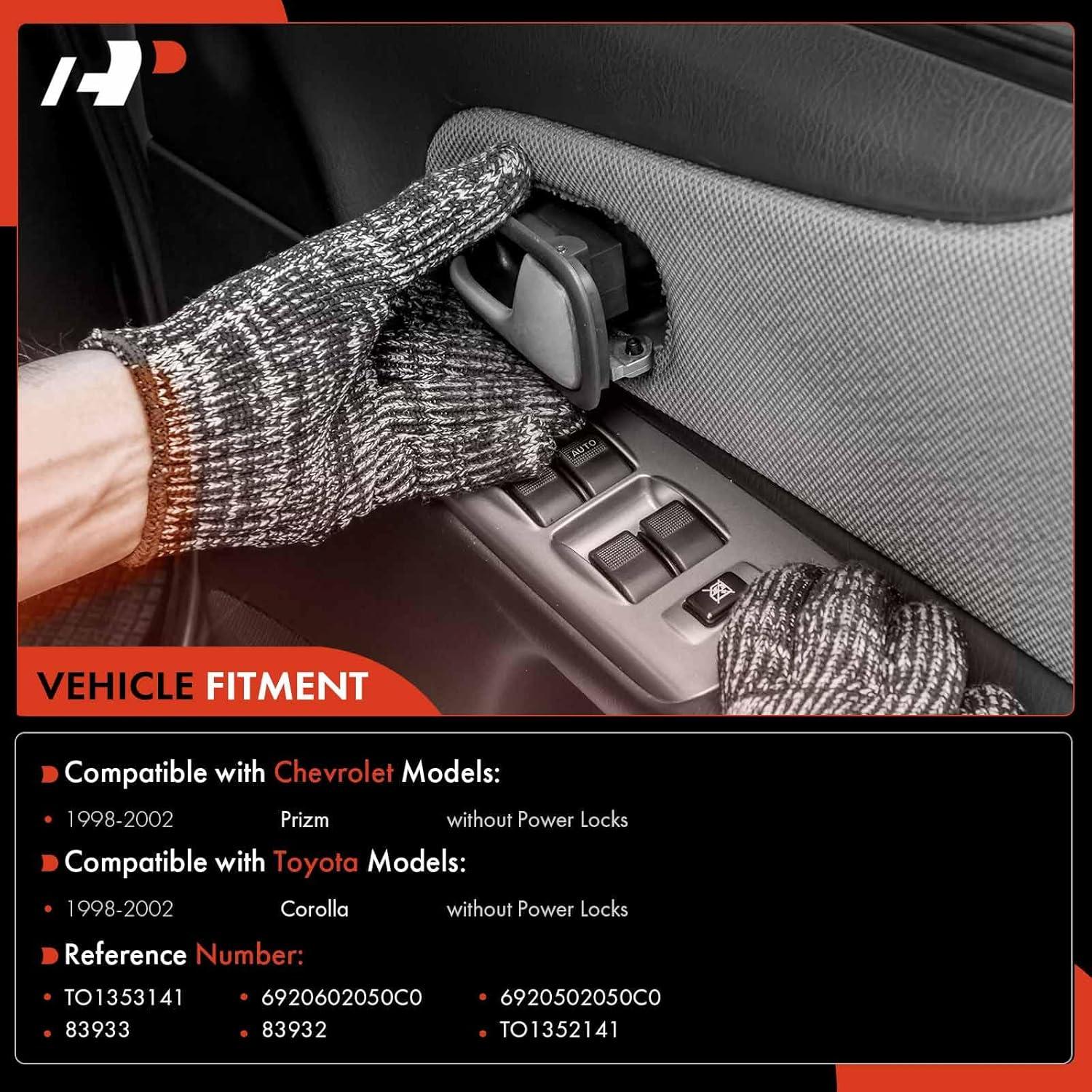 Mangos de Puerta Interior A-Premium para Toyota Corolla y Chevrolet Prizm 1998-2002, Juego de 4 Piezas, Negro Texturizado