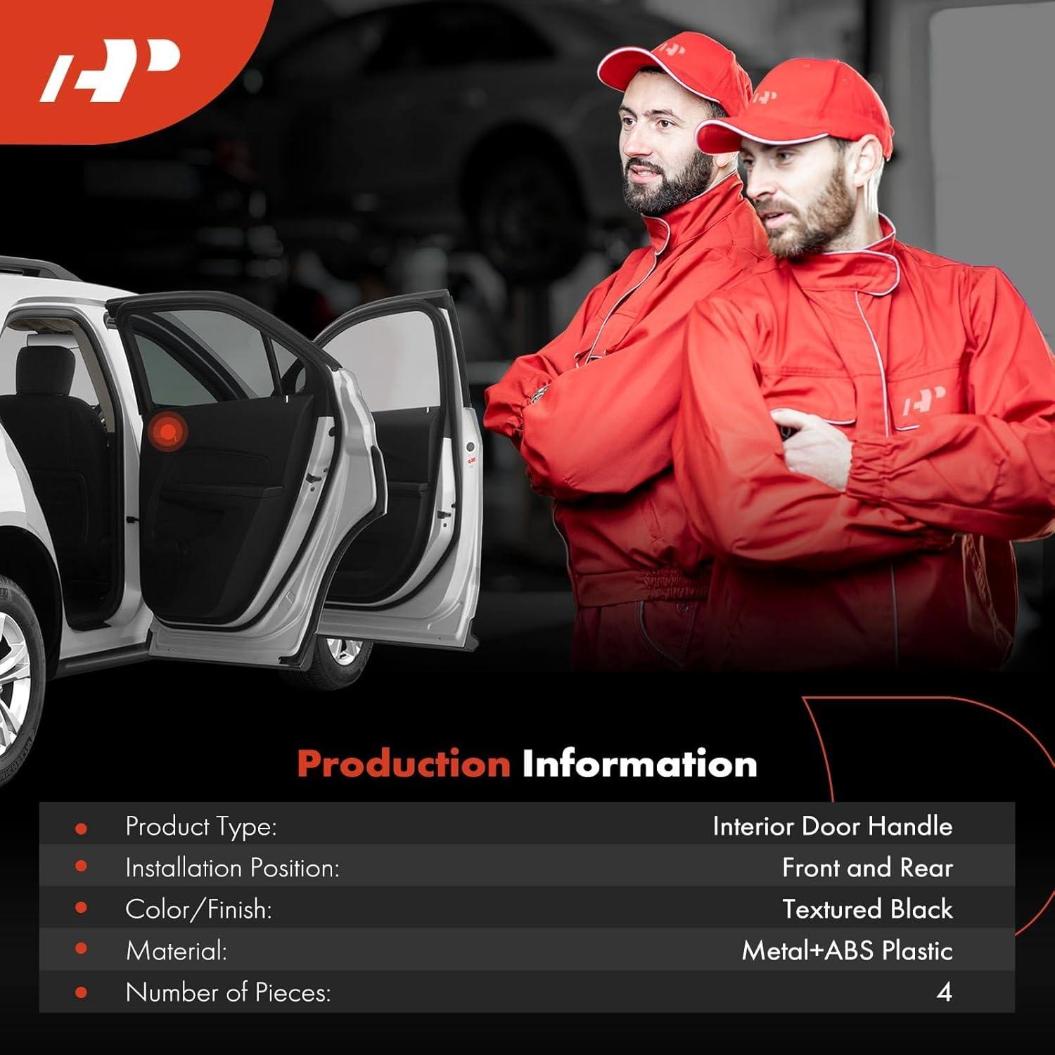 Mangos de Puerta Interior A-Premium para Toyota Corolla y Chevrolet Prizm 1998-2002, Juego de 4 Piezas, Negro Texturizado