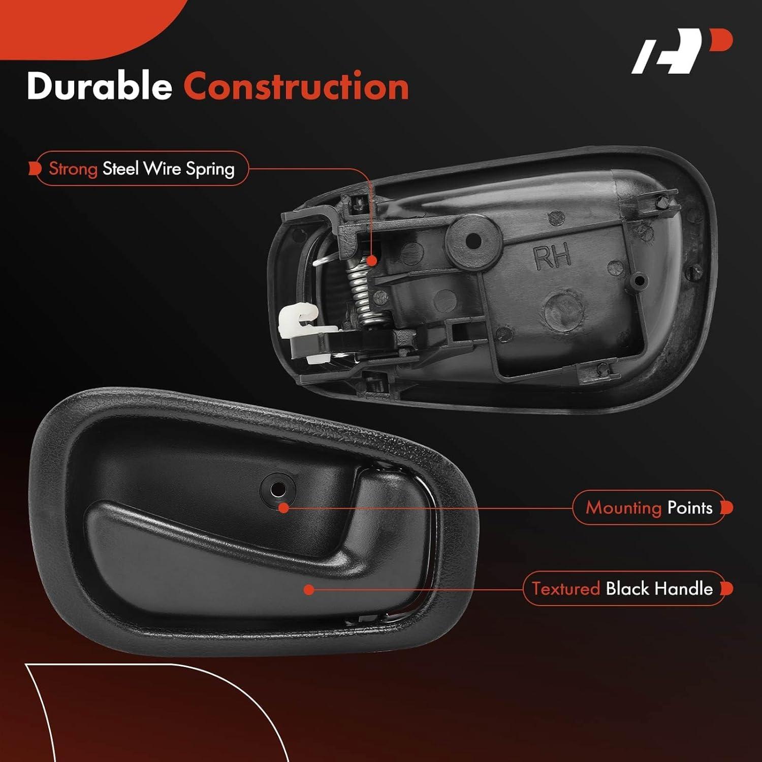 Mangos de Puerta Interior A-Premium para Toyota Corolla y Chevrolet Prizm 1998-2002, Juego de 4 Piezas, Negro Texturizado