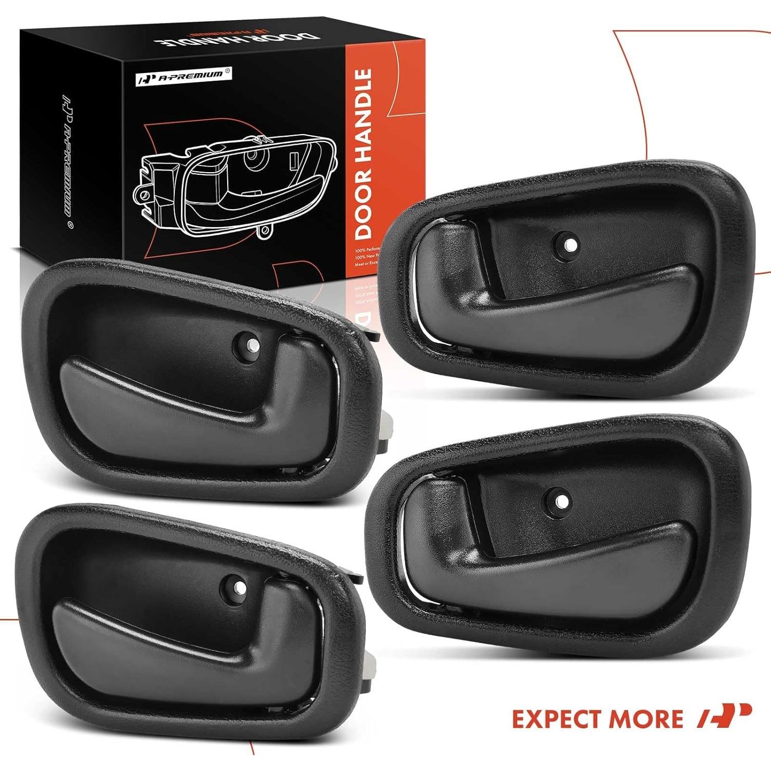 Mangos de Puerta Interior A-Premium para Toyota Corolla y Chevrolet Prizm 1998-2002, Juego de 4 Piezas, Negro Texturizado