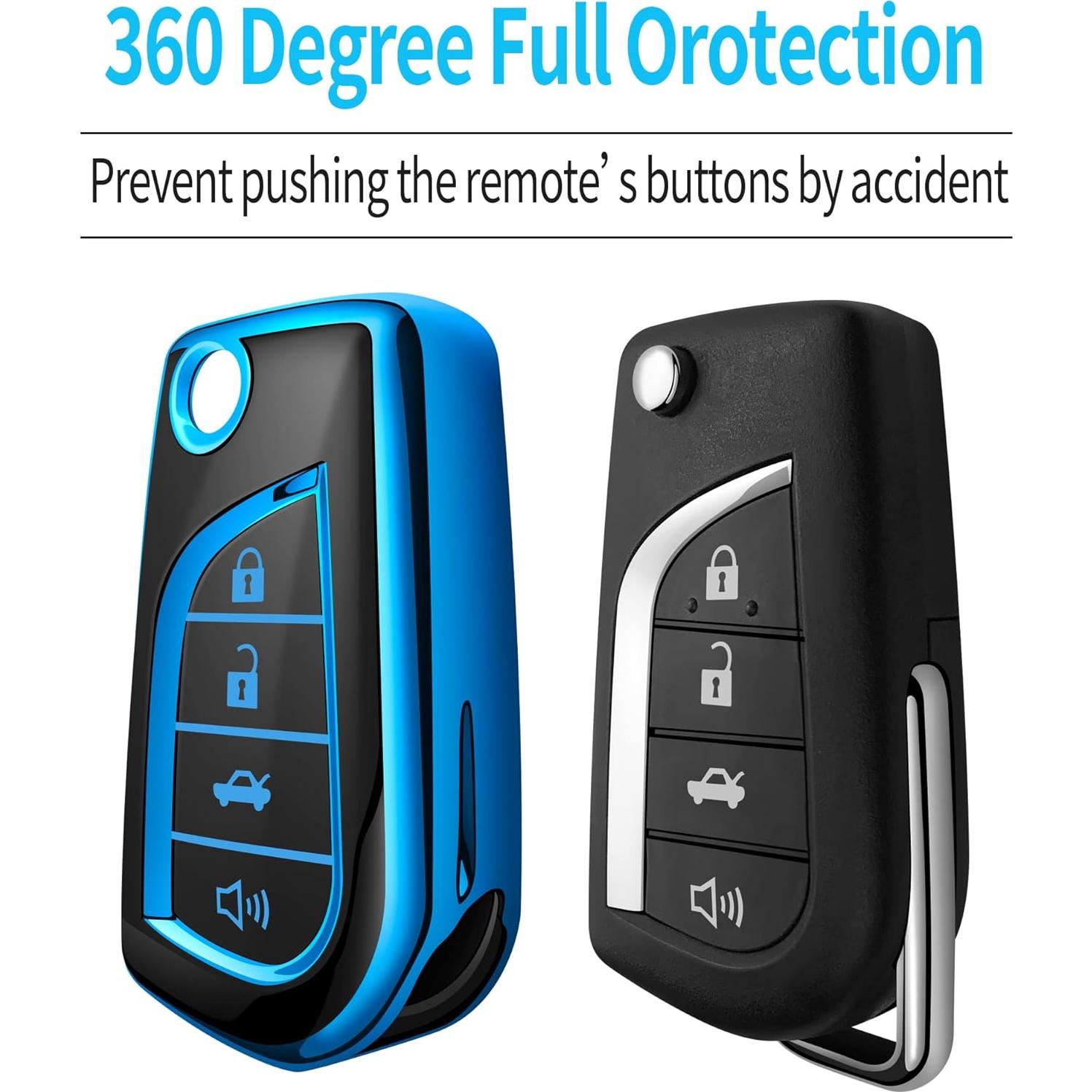 Funda de llave Tukellen para Toyota 4 Botones Azul