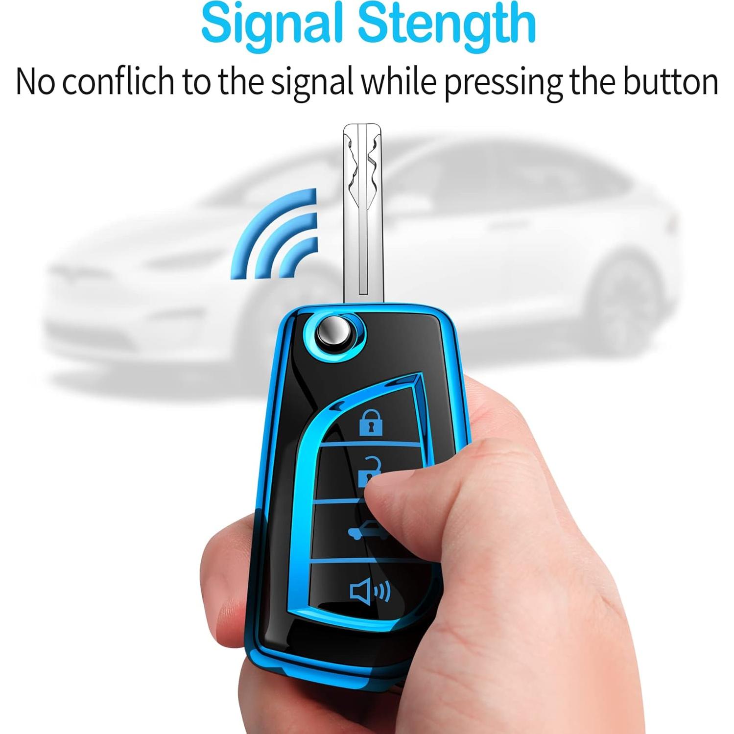 Funda de llave Tukellen para Toyota 4 Botones Azul