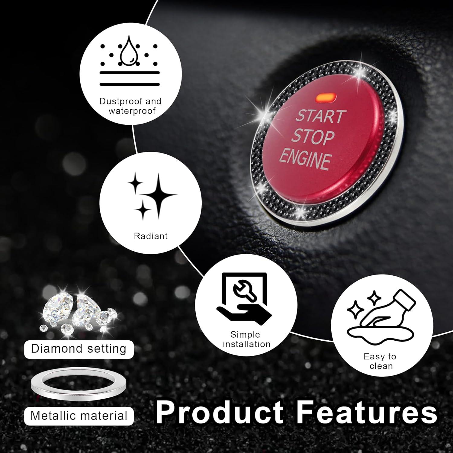 Anillo Decorativo de Cristal LivTee para Botón de Arranque - 2 Unidades