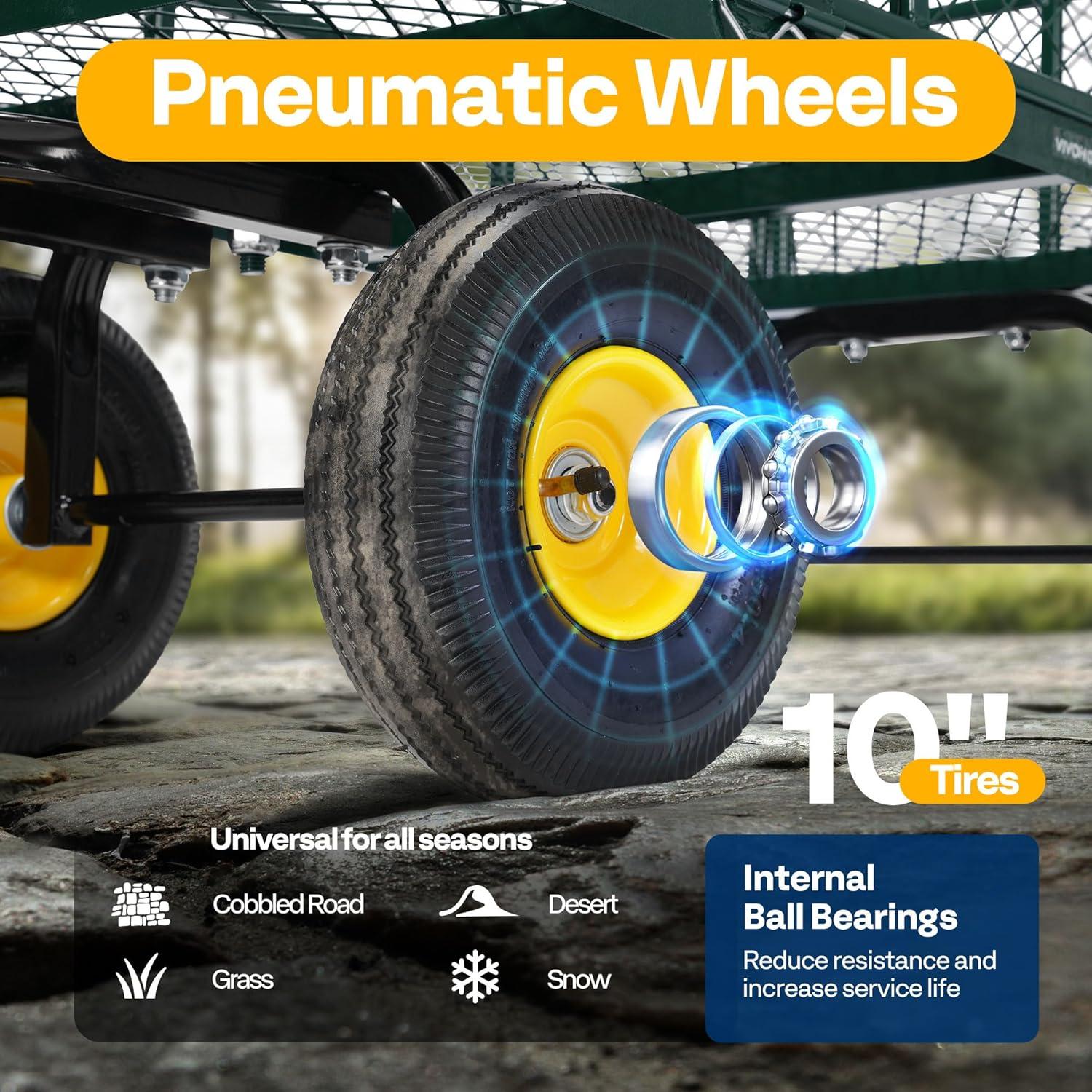 Carro de Jardín VIVOHOME Verde 408 kg Neumáticos 25,4 cm