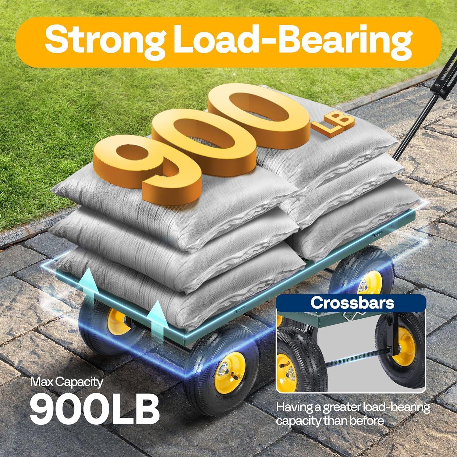 Carro de Jardín VIVOHOME Verde 408 kg Neumáticos 25,4 cm