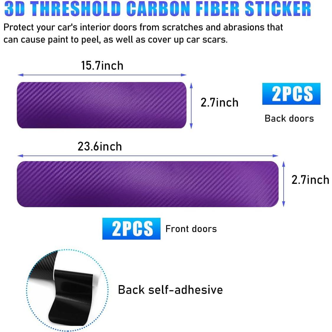 Protector de umbral de puerta coche Suvnie 4 PCS 3D Púrpura