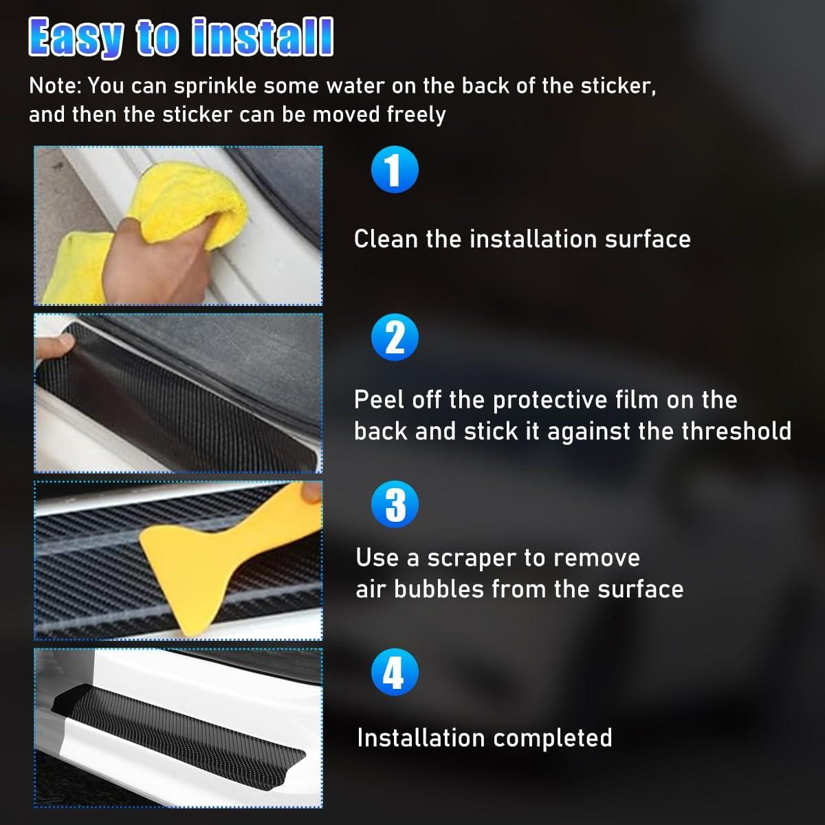 Protector de umbral de puerta coche Suvnie 4 PCS 3D Púrpura