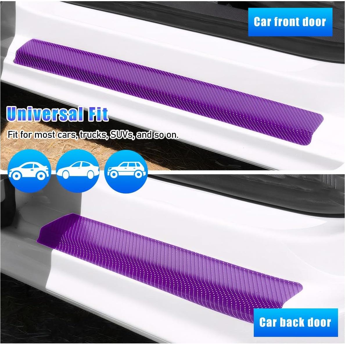 Protector de umbral de puerta coche Suvnie 4 PCS 3D Púrpura