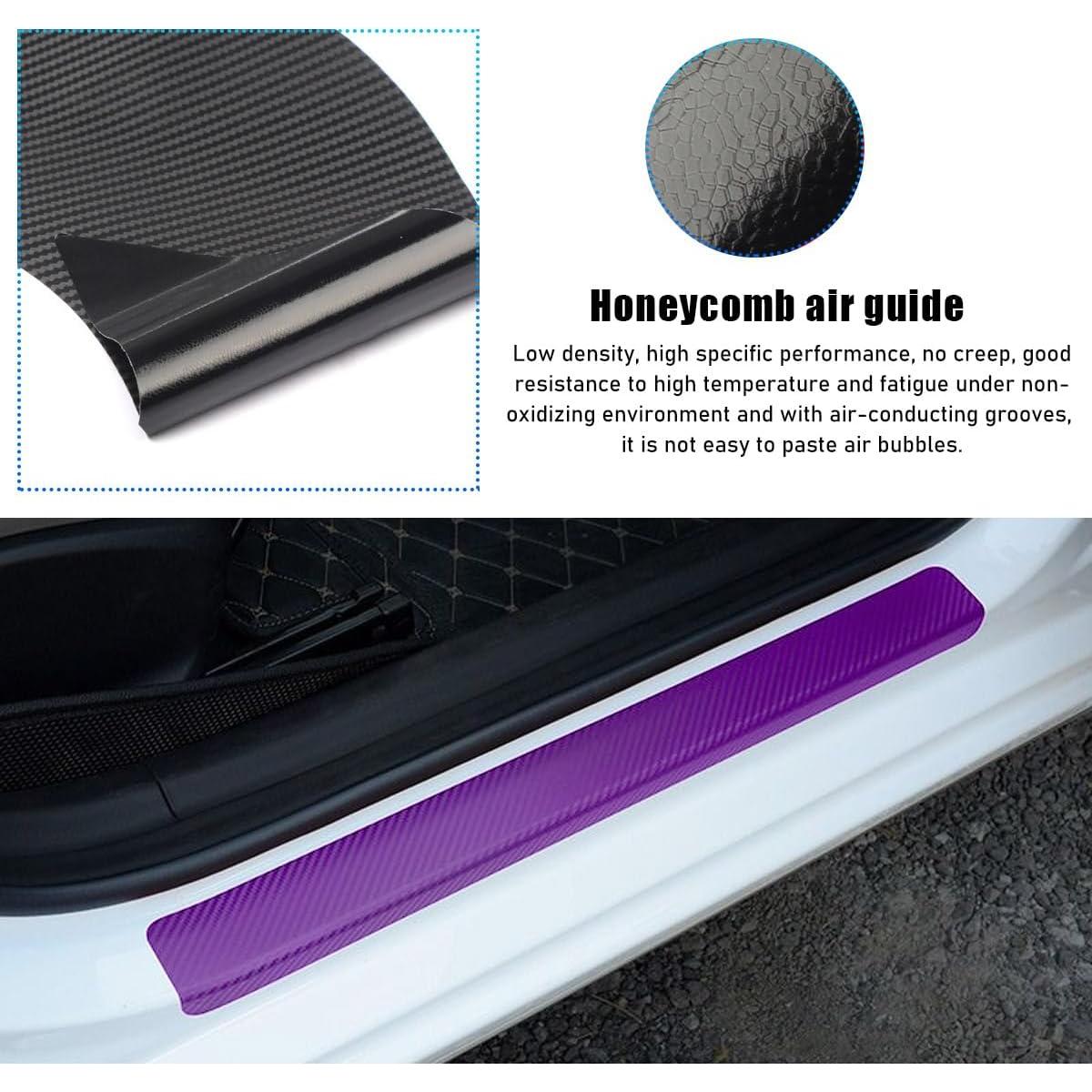 Protector de umbral de puerta coche Suvnie 4 PCS 3D Púrpura