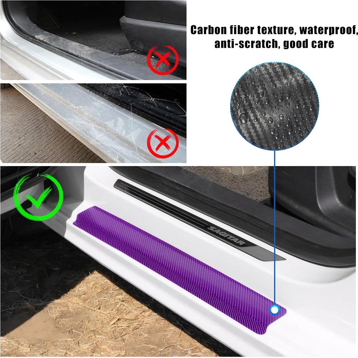 Protector de umbral de puerta coche Suvnie 4 PCS 3D Púrpura