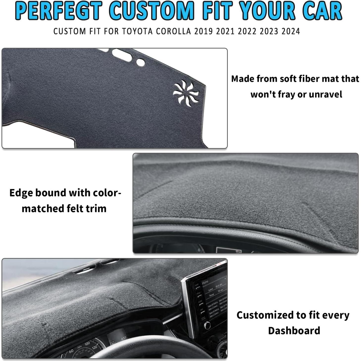 Cubierta de tablero HEDAQI para Toyota Corolla 2019-2024 gris