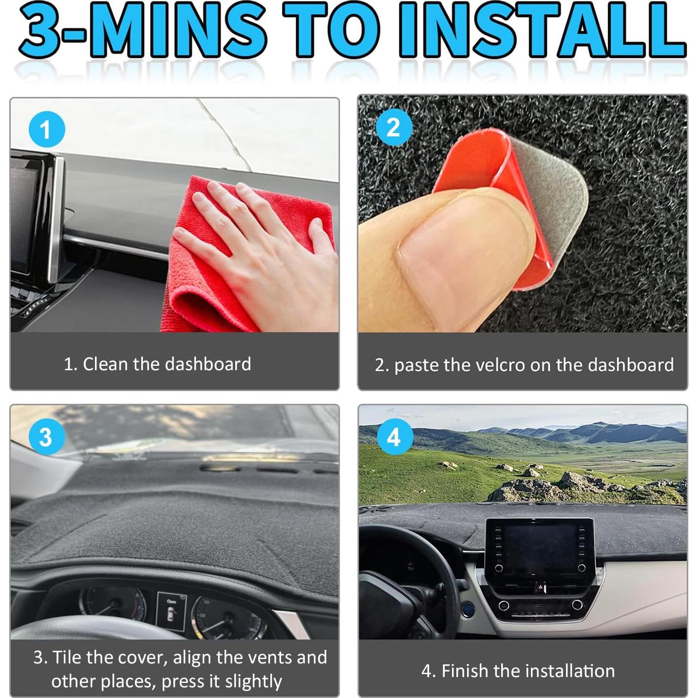 Cubierta de tablero HEDAQI para Toyota Corolla 2019-2024 gris