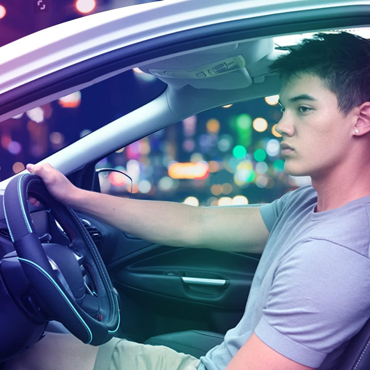 Cubierta de Volante de Cuero Car Pass 35-38 cm Negro y Menta